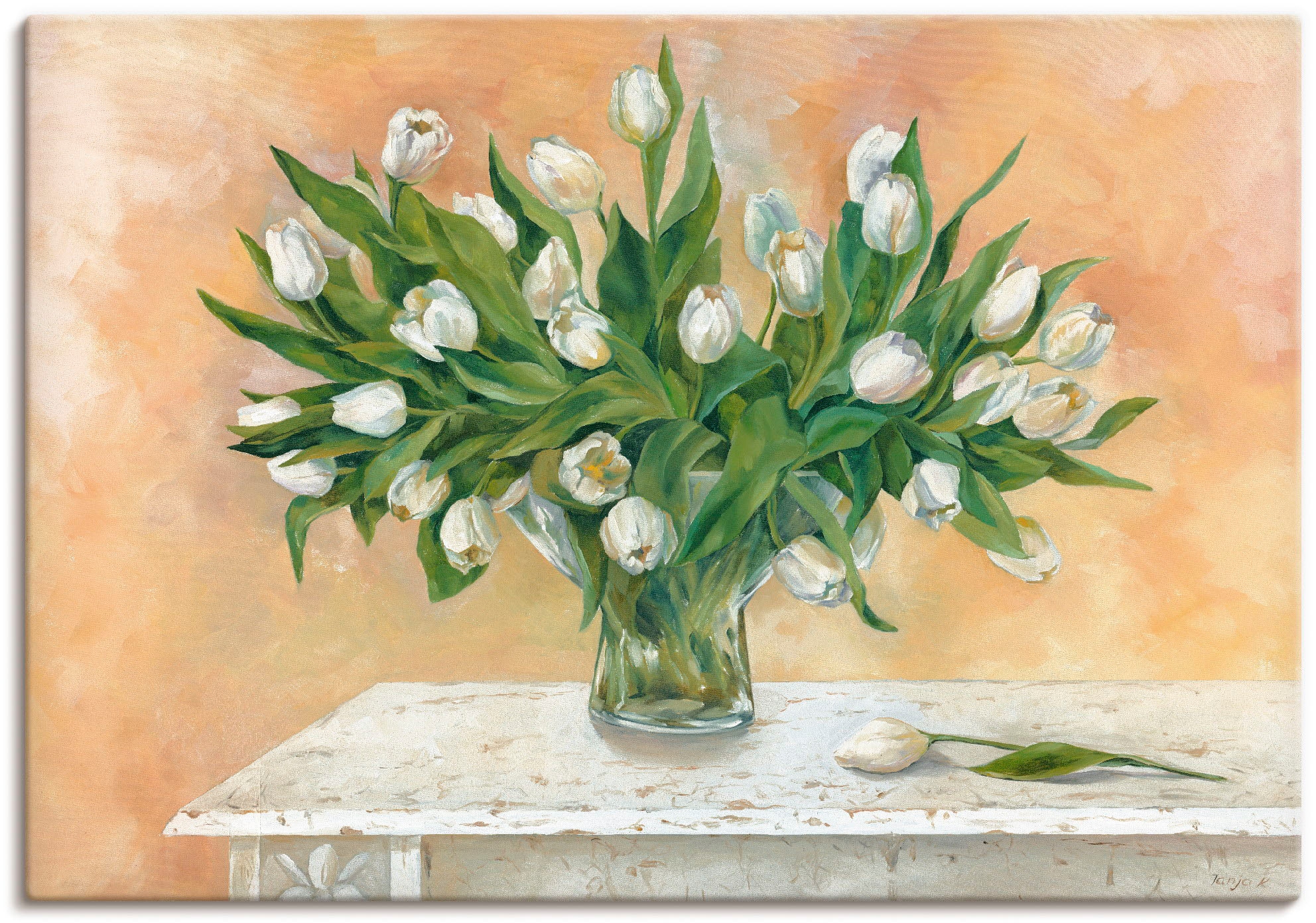 Artland Leinwandbild »Weiße Tulpen II«, Blumen, (1 St.), auf Keilrahmen gespannt