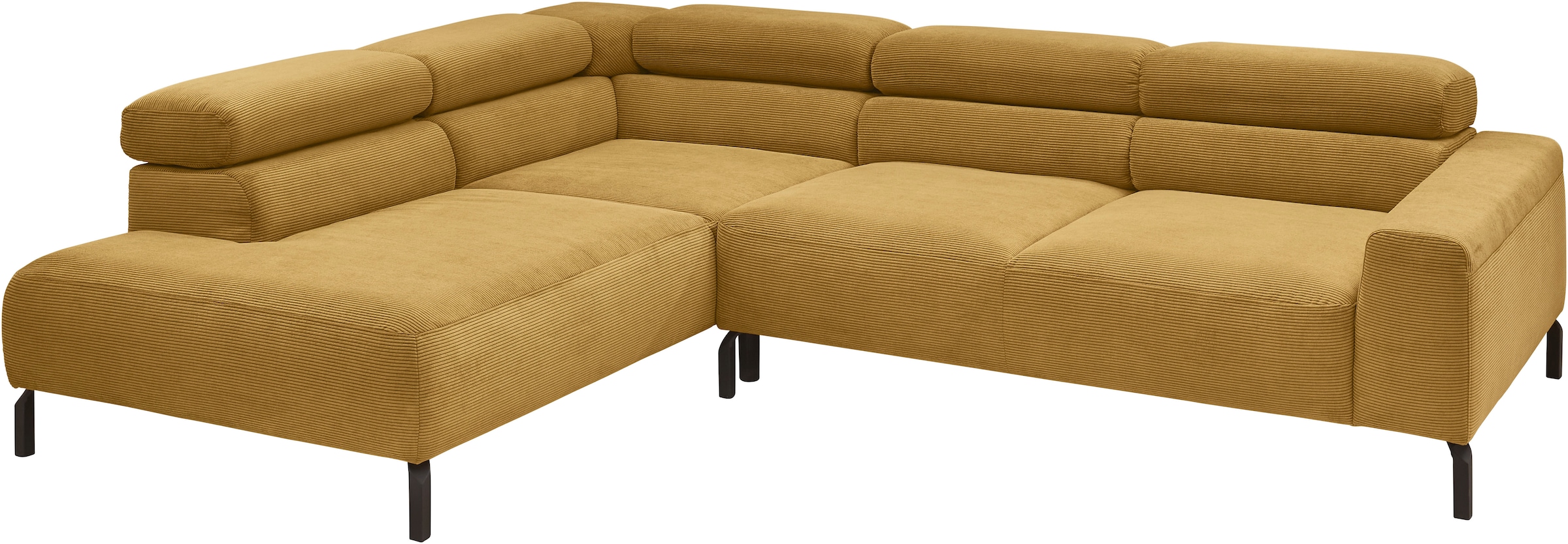 Places of Style Ecksofa »Antonelli, L-Form, inkl. Kopfteilverstellung, Breite 276 cm«, ohne Sitztiefenverstellung, in Feincord, pistachio