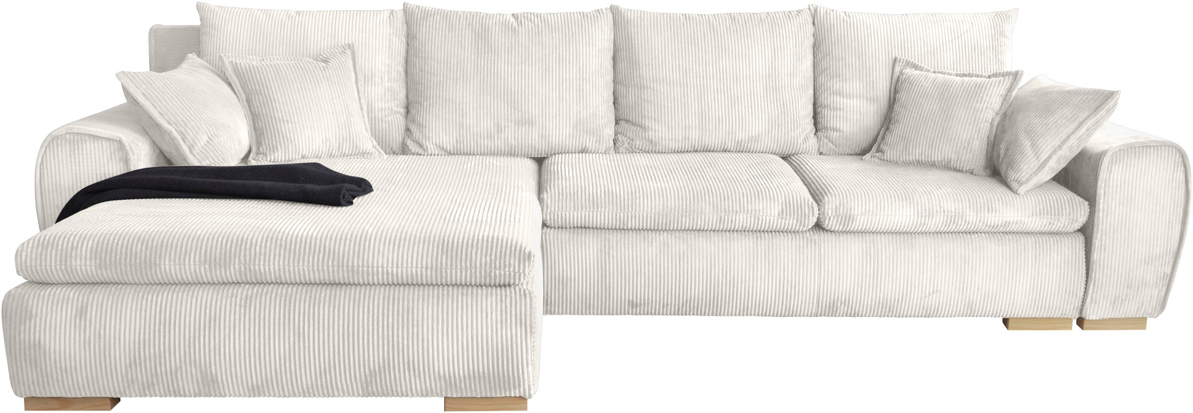 Home affaire Ecksofa »Katja L-Form, B: 325 cm«, mit Bettfunktion, Bettkasten & 4 Zierkissen