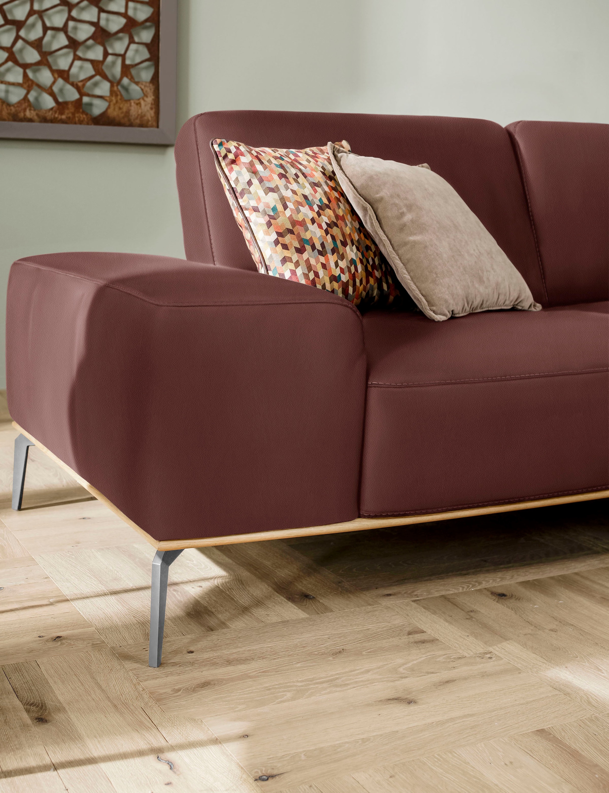 W.SCHILLIG Ecksofa »run, Designsofa mit tollem Sitzkomfort, bequem, L-Form«, mit elegantem Holzsockel, Füße in Chrom glänzend, Breite 319 cm