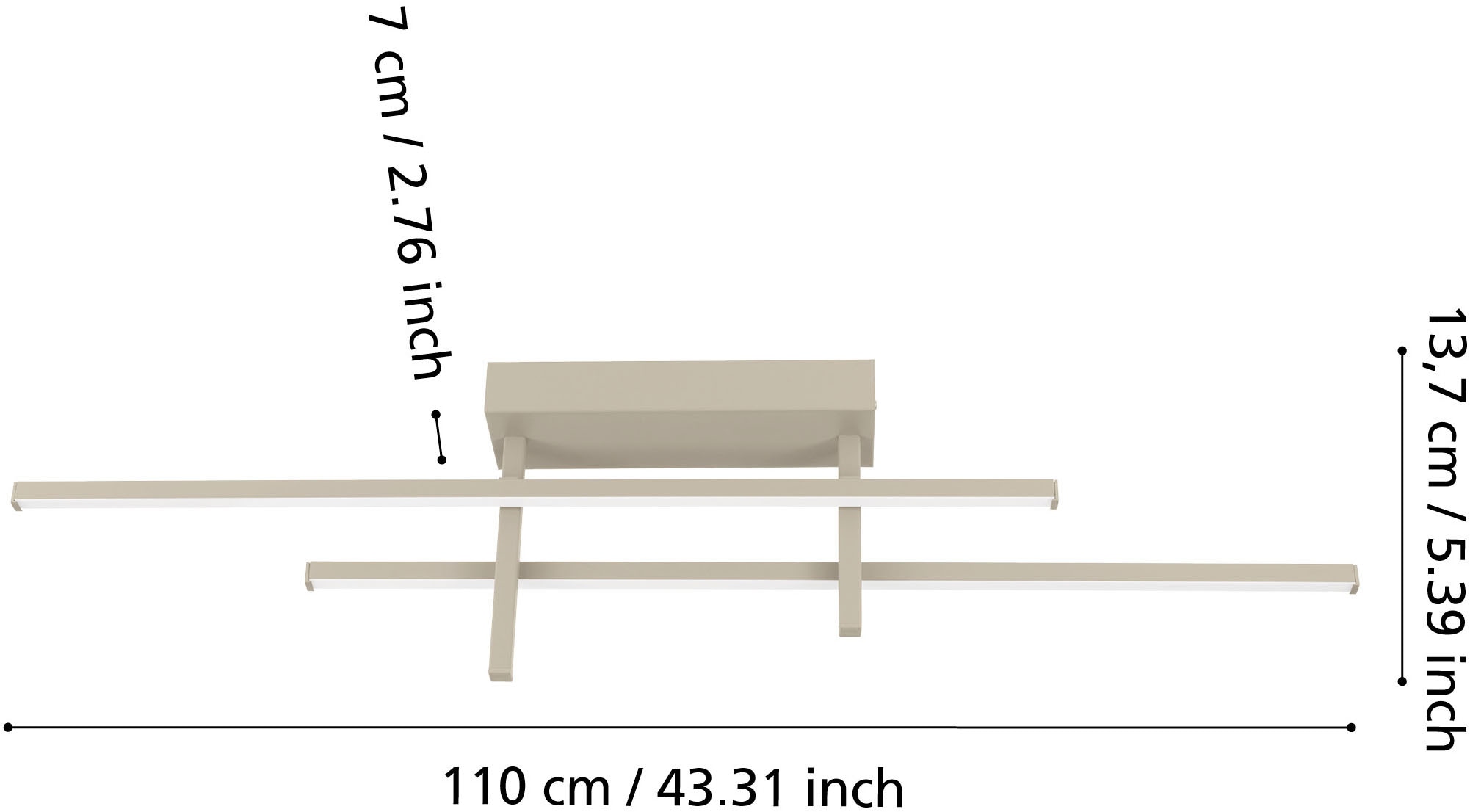 EGLO LED Deckenleuchte »TREPILIANO Deckenlampe - Alu, Stahl - LED - 20W - IP20« LED-Modul 1 Stk. Warmweiß Wohzimmerlampe, Esszimmerlampe, Flur, Schlafzimmer, L110 x B7 x H14 cm