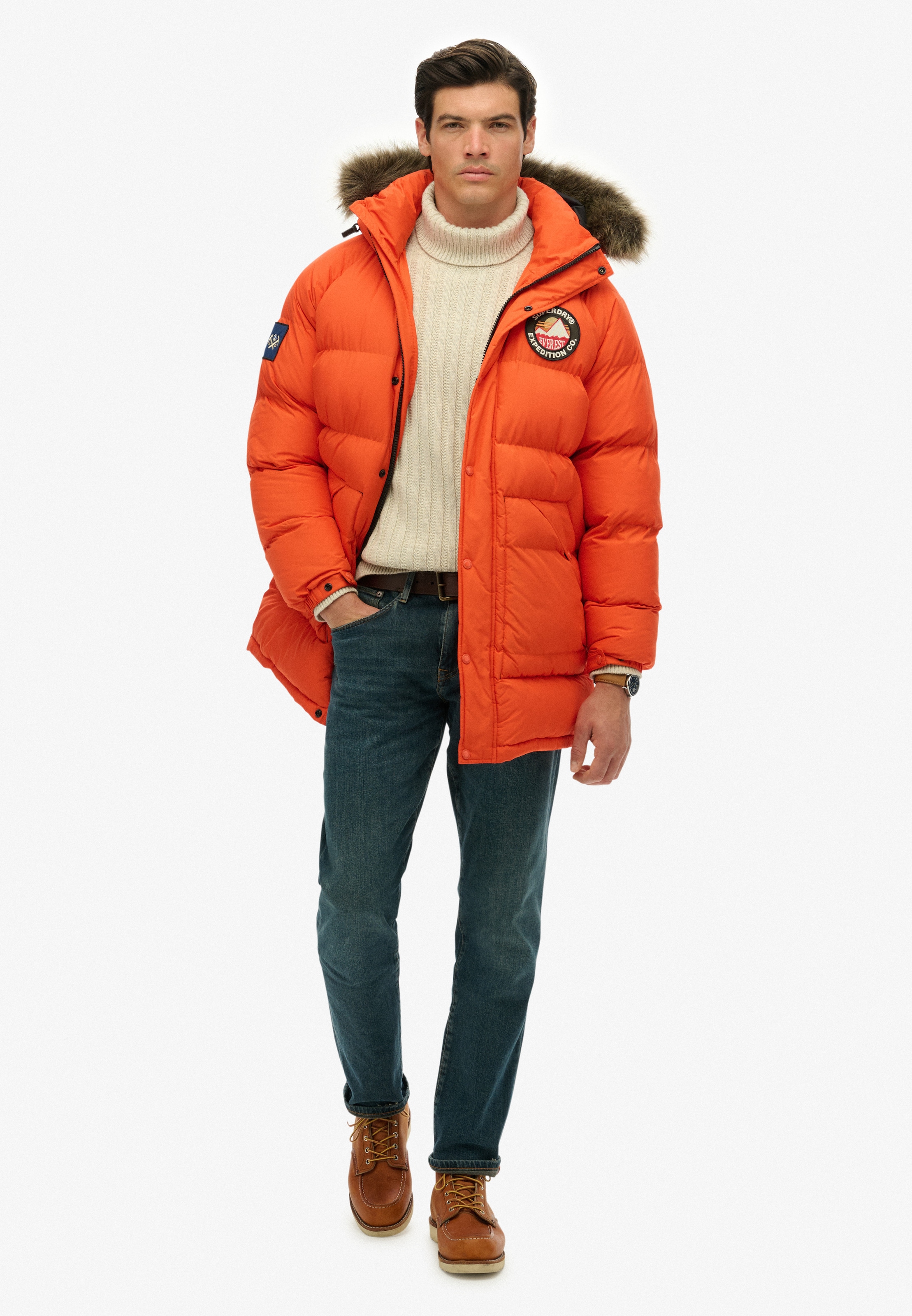 Superdry Steppjacke »EVEREST LONGLINE BAFFLED PARKA« mit Kapuze