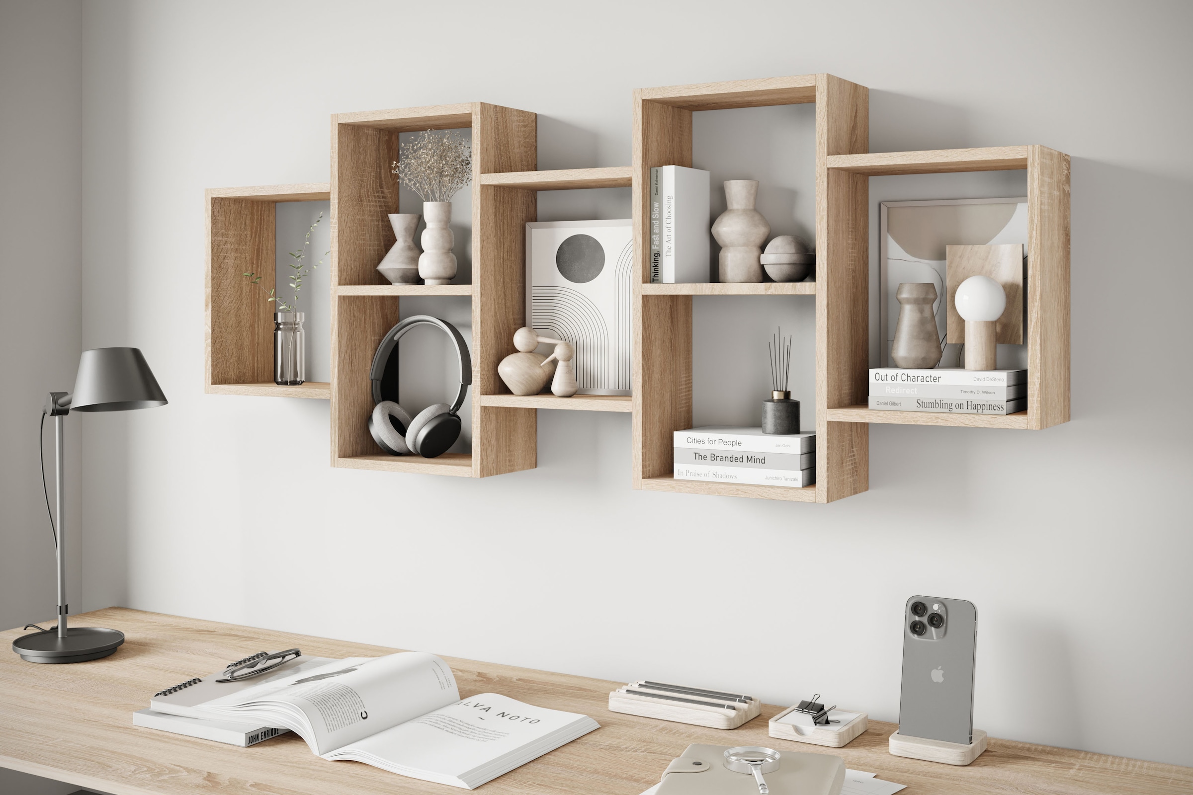 INOSIGN Wandboard »Wandregal Trio 001«, (1 St.), Stell- oder Hängeregal, 10 offene Fächer, flexibel montierbar