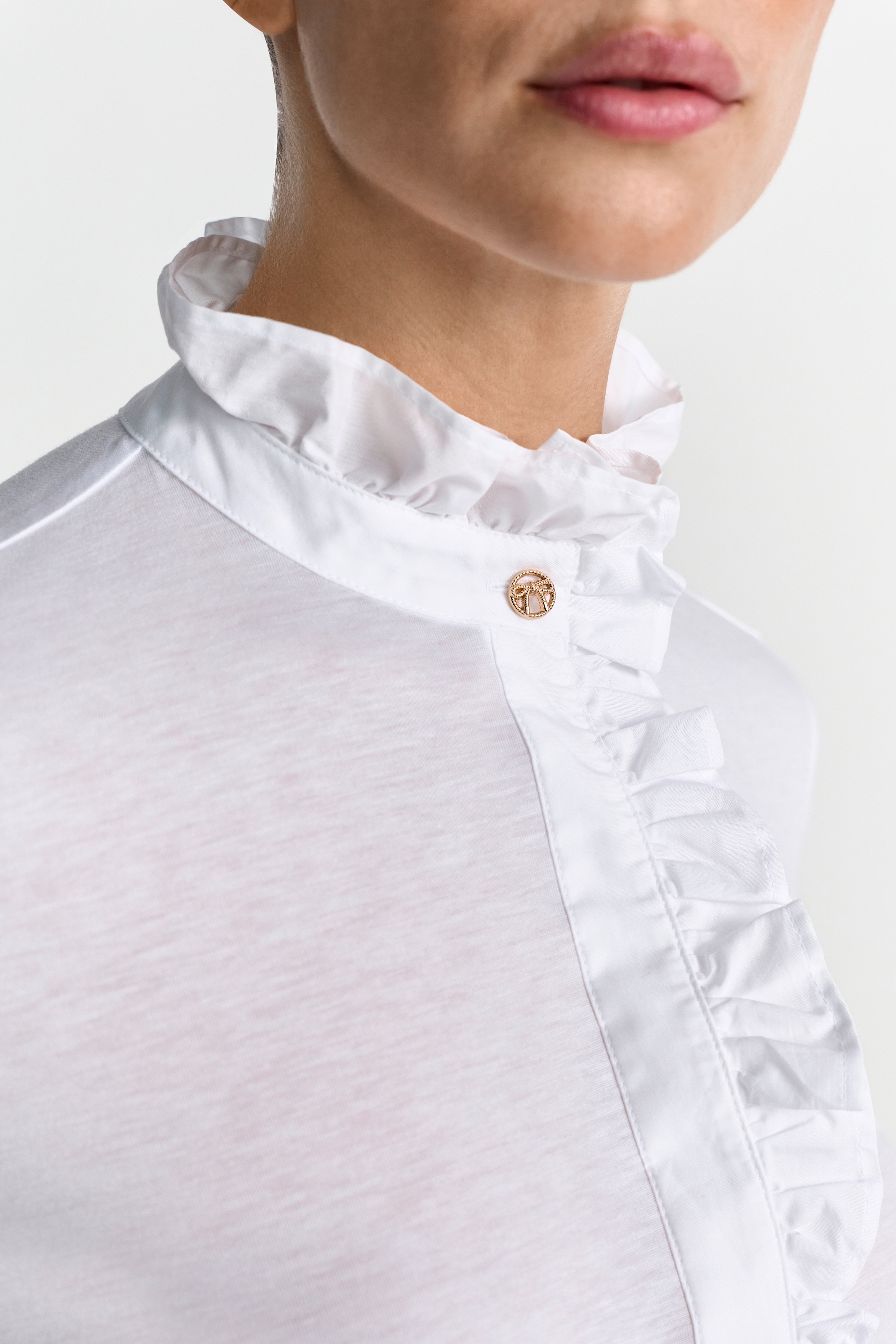 RICHROYAL Longsleeve mit Rüschenkragen, gerader Schnitt