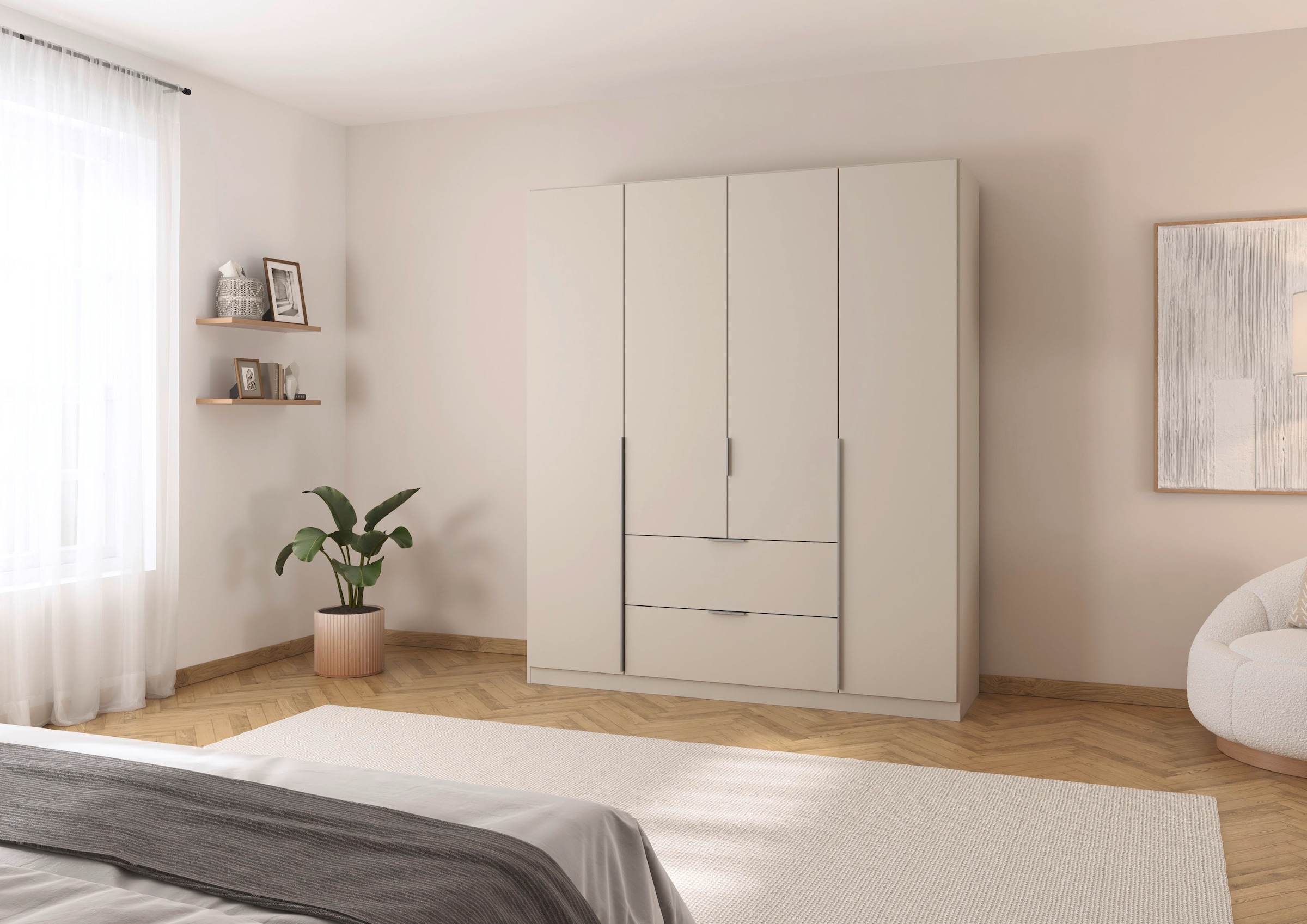 rauch Drehtürenschrank »Kleiderschrank Schrank Garderobe AGORDO mit Dekor- oder Hochglanzfront«, mit Außenschubkästen, in 6 Breiten und 2 Höhen MADE IN GERMANY