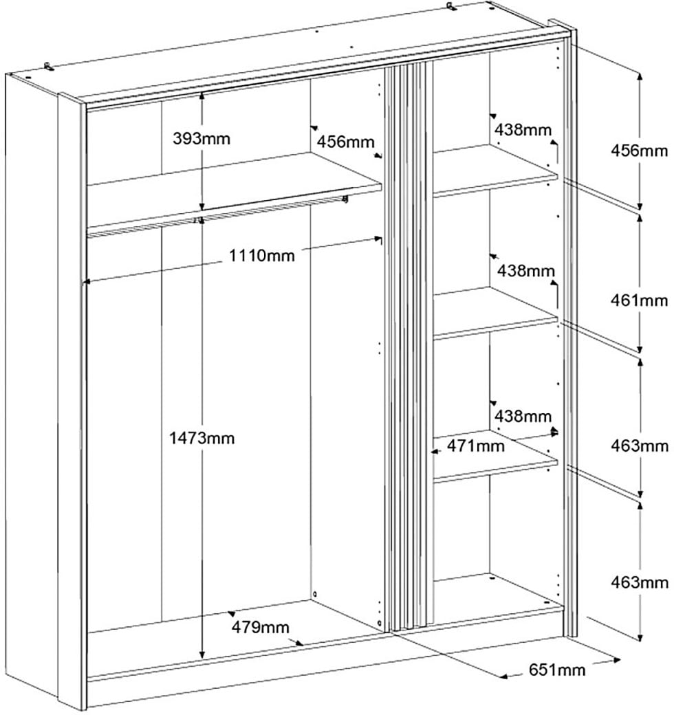 Parisot Schlafzimmer-Set, (4 tlg.), viel Stauraum, schöne Optik, Einsätze an Schrank und Kommode drehbar