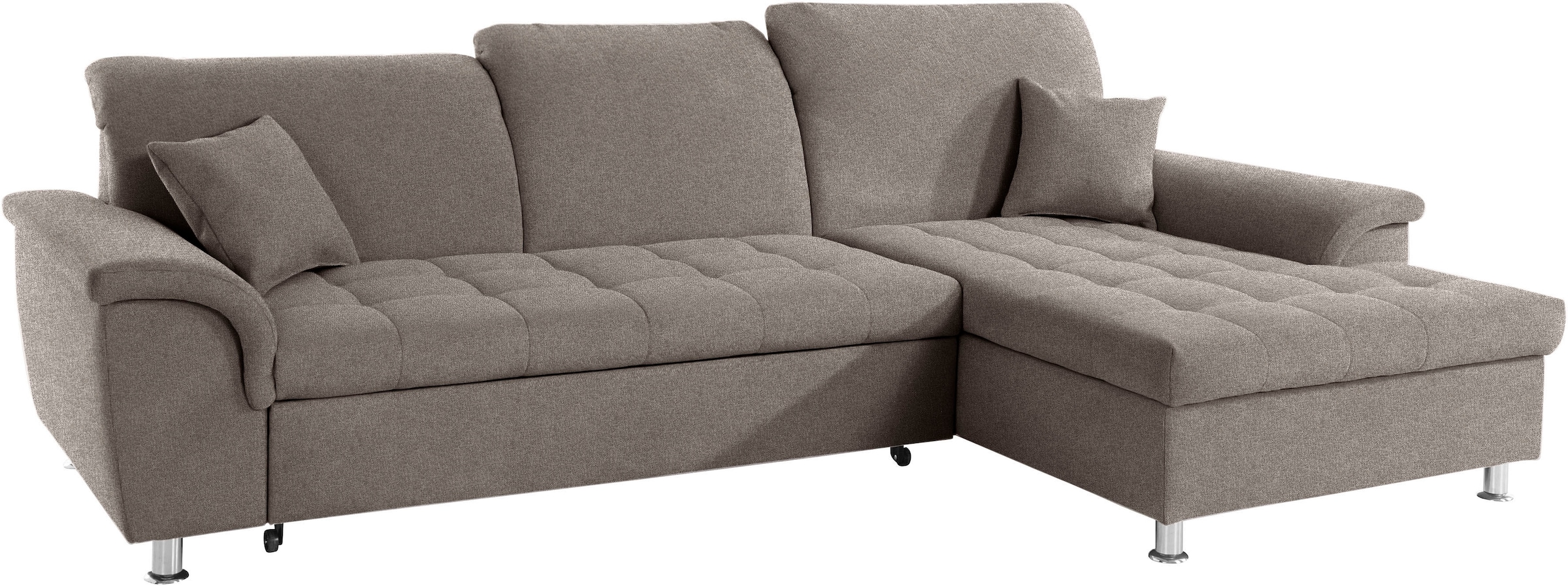 DOMO collection Ecksofa »Franzi, zeitlos und elegant, moderne Sitzheftung, L-Form«, wahlweise mit Kopfteilverstellung (dann Tiefe: 170 cm)