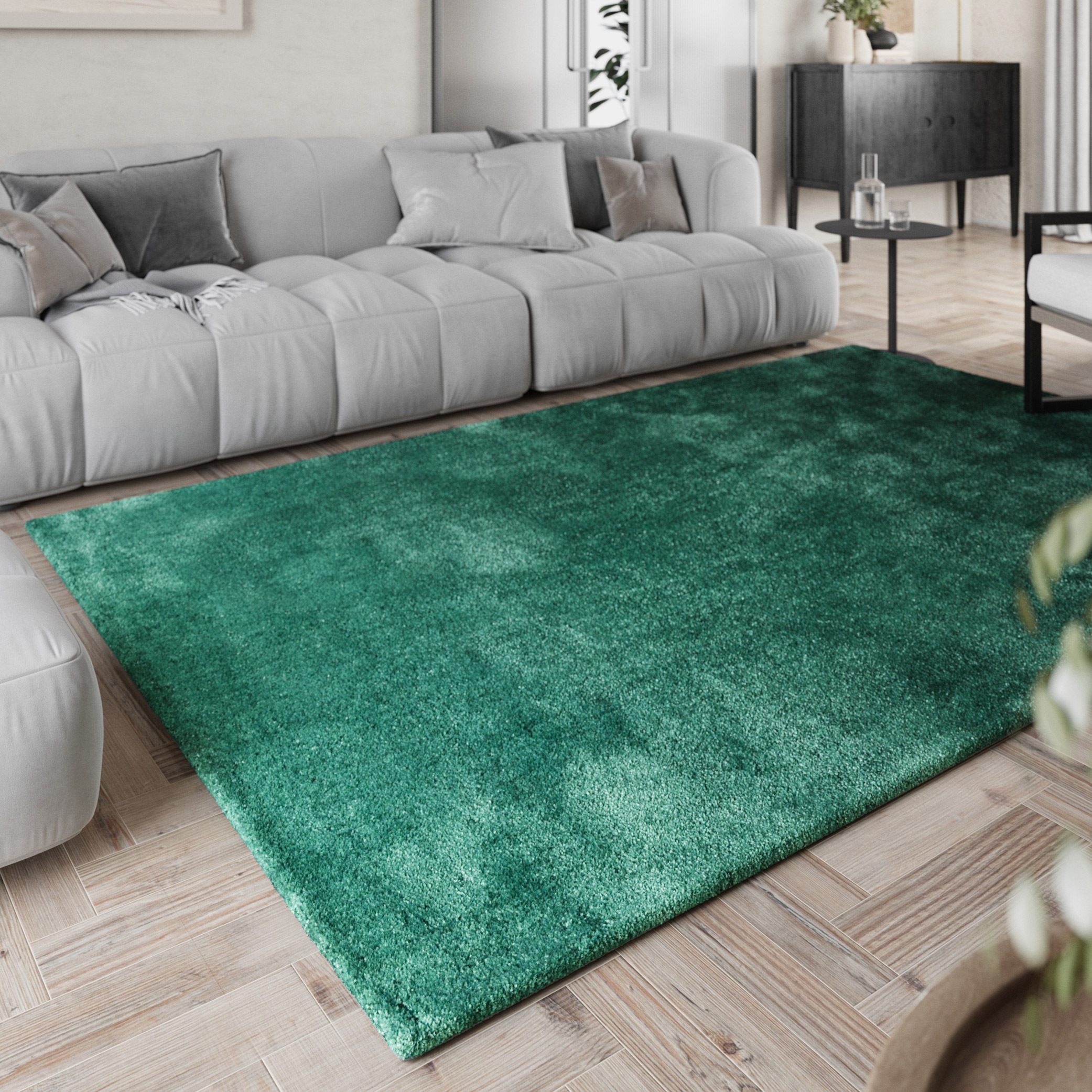 Homie Living Teppich »Pisa«, rund, 25 mm Höhe, Hochflor, Microfaser, uni, weich, Shaggy, Wohnzimmer, Schlafzimmer