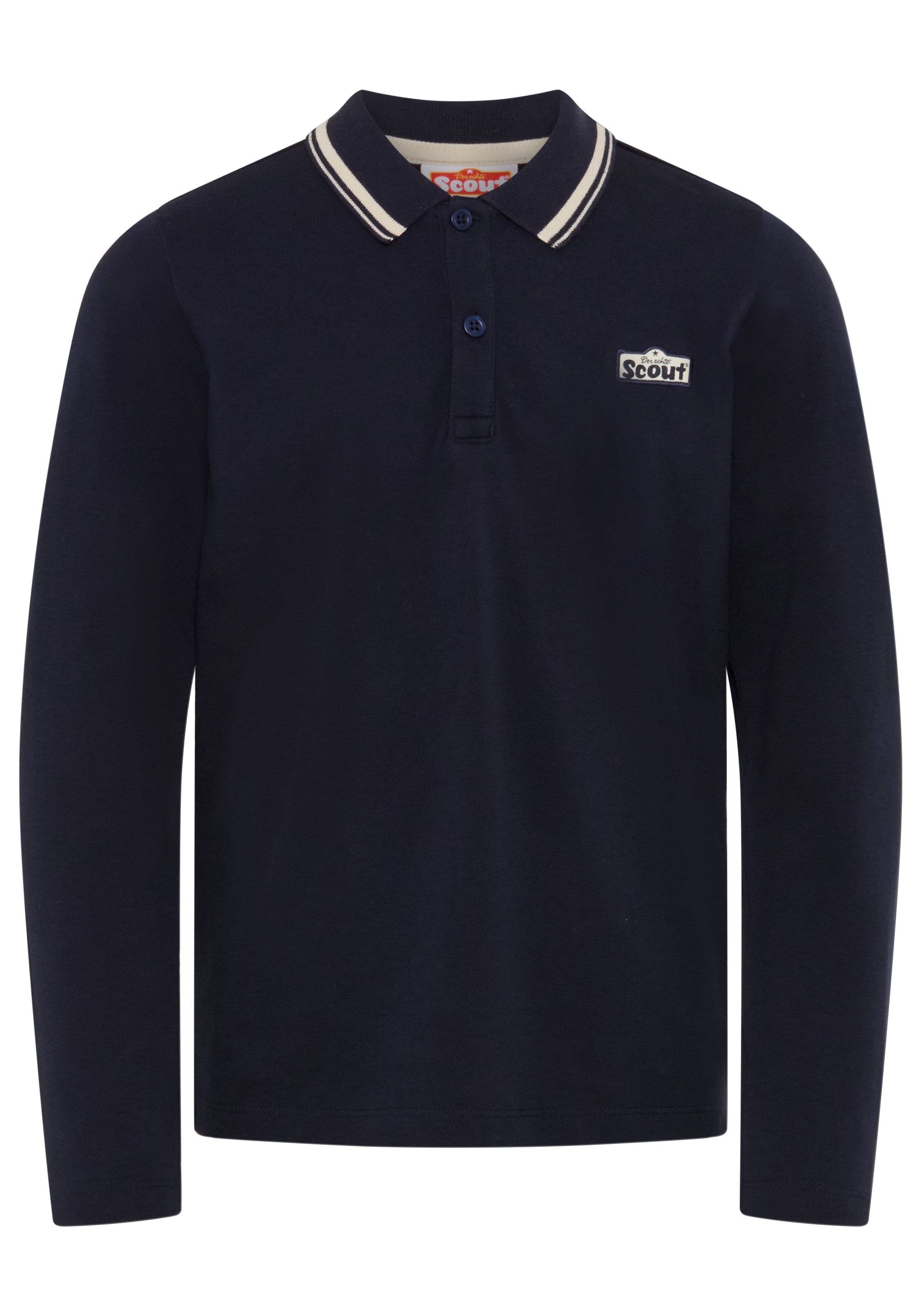 Scout Poloshirt »Polo-Piqué Shirt mit Badge - NEU von SCOUT« Langarm, mit Polokragen und Knopfleiste, mit Seitenschlitzen am Saum