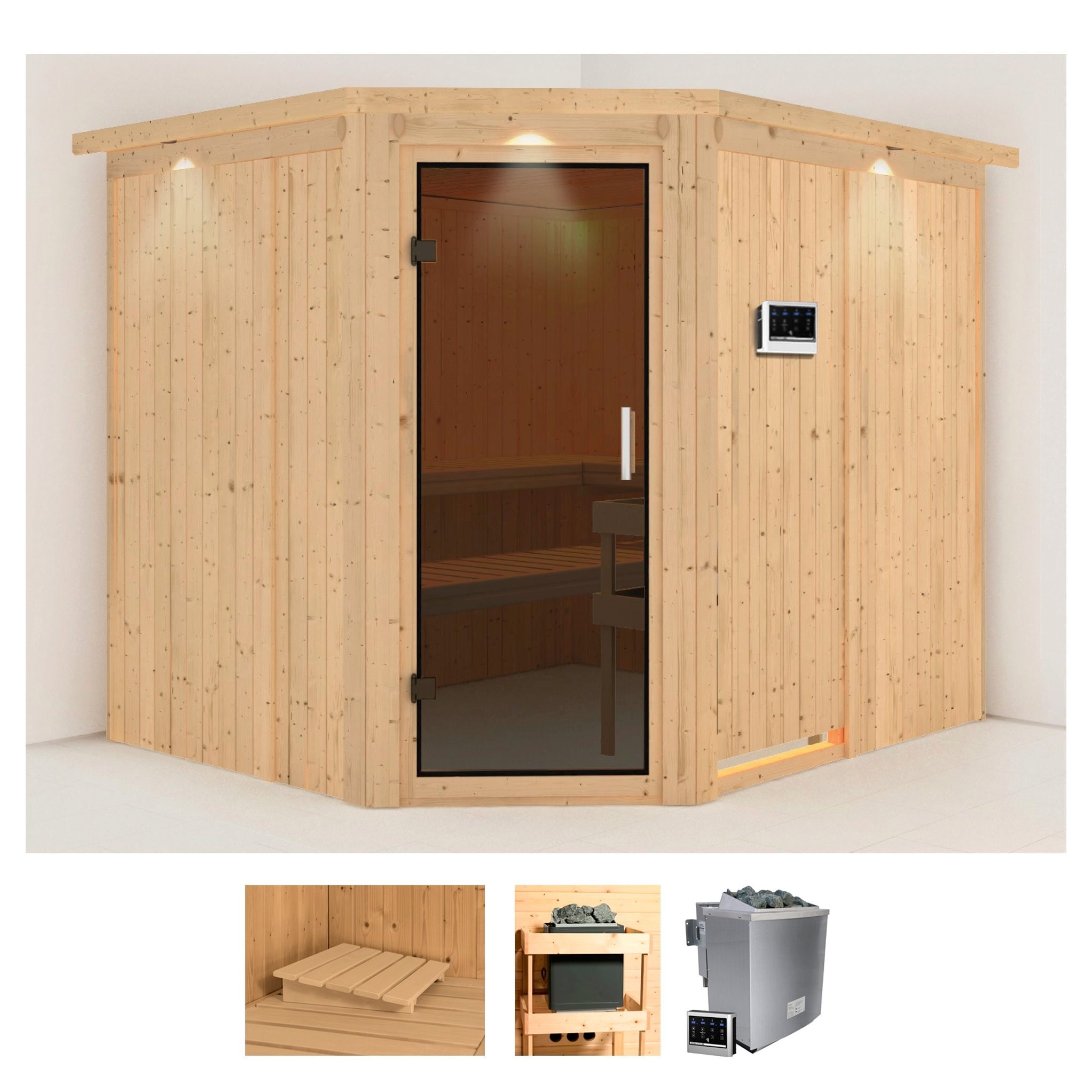 Karibu Sauna »Marit« Set, 9-kW-Bio-Ofen mit externer Steuerung günstig online kaufen