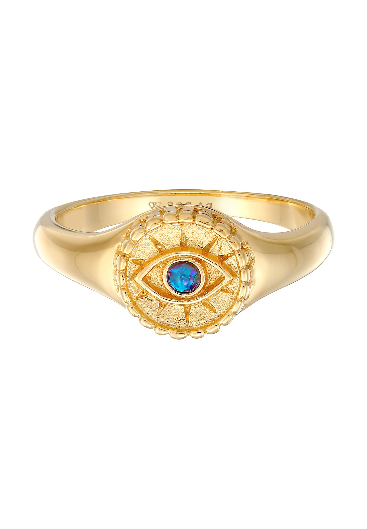 Elli Fingerring »Siegelring Evil Eye Blue syn. Opal 925 Silber«