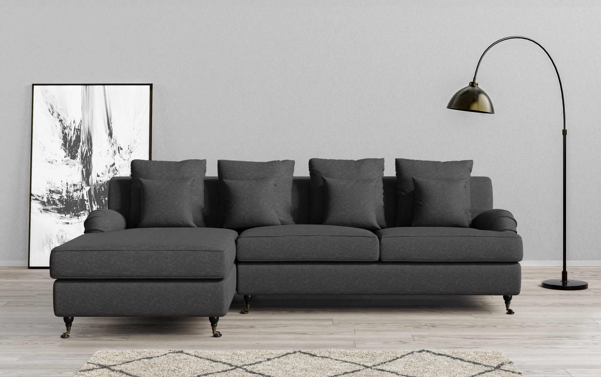 Guido Maria Kretschmer Home&Living Ecksofa »NORIN L-Form«, zwei Fußarten: vorne - Rollen, hinten - Holzfüße