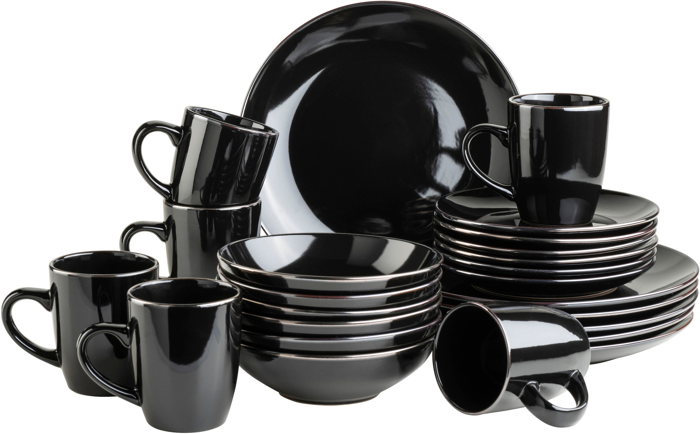 MÄSER Kombiservice »Geschirr-Set, Service Metallic Rim« messingfarben schim günstig online kaufen