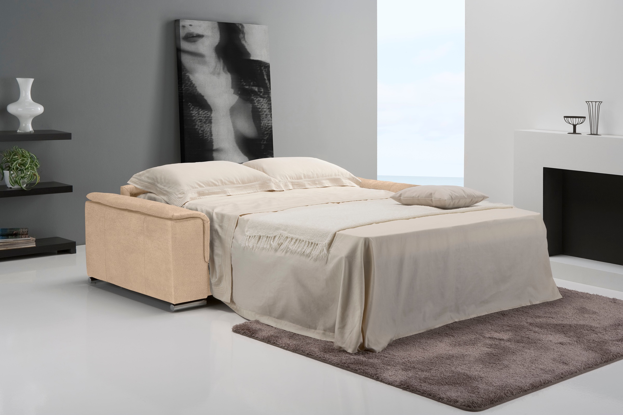 Egoitaliano Schlafsofa »Cecilia, modern & elegant, erstklassiger Sitzkomfort, Dauerschläfer«, inkl. Matratze und hochwertigem Metallbettrahmen, toller Schlafkomfort