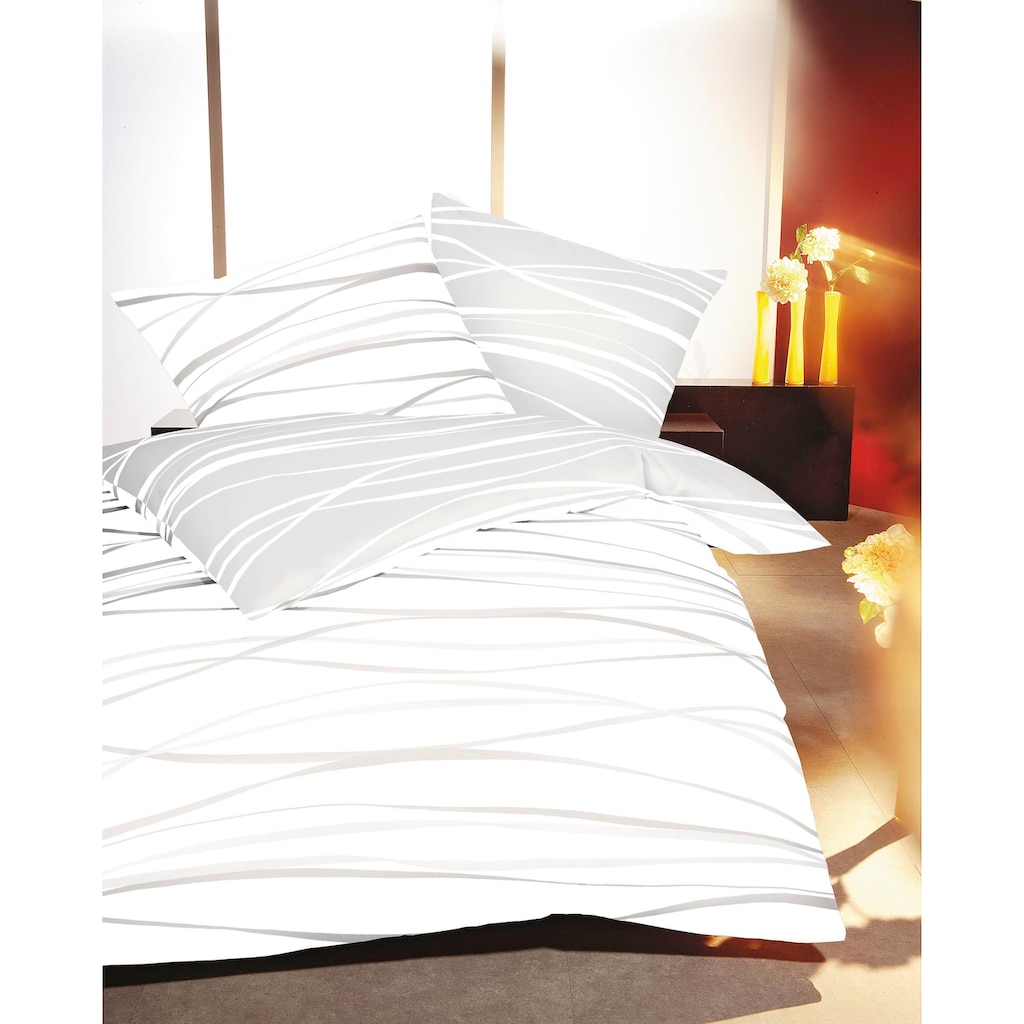 Kaeppel Wendebettwäsche »Motion«, (2 tlg.), aus 100% Baumwolle, in Mako-Satin oder Biber Qualität, Winterbettwäsche, Bett- und Kopfkissenbezug mit Reißverschluss, Bettwäsche-Set STANDARD 100 by OEKO-TEX® zertifiziert.