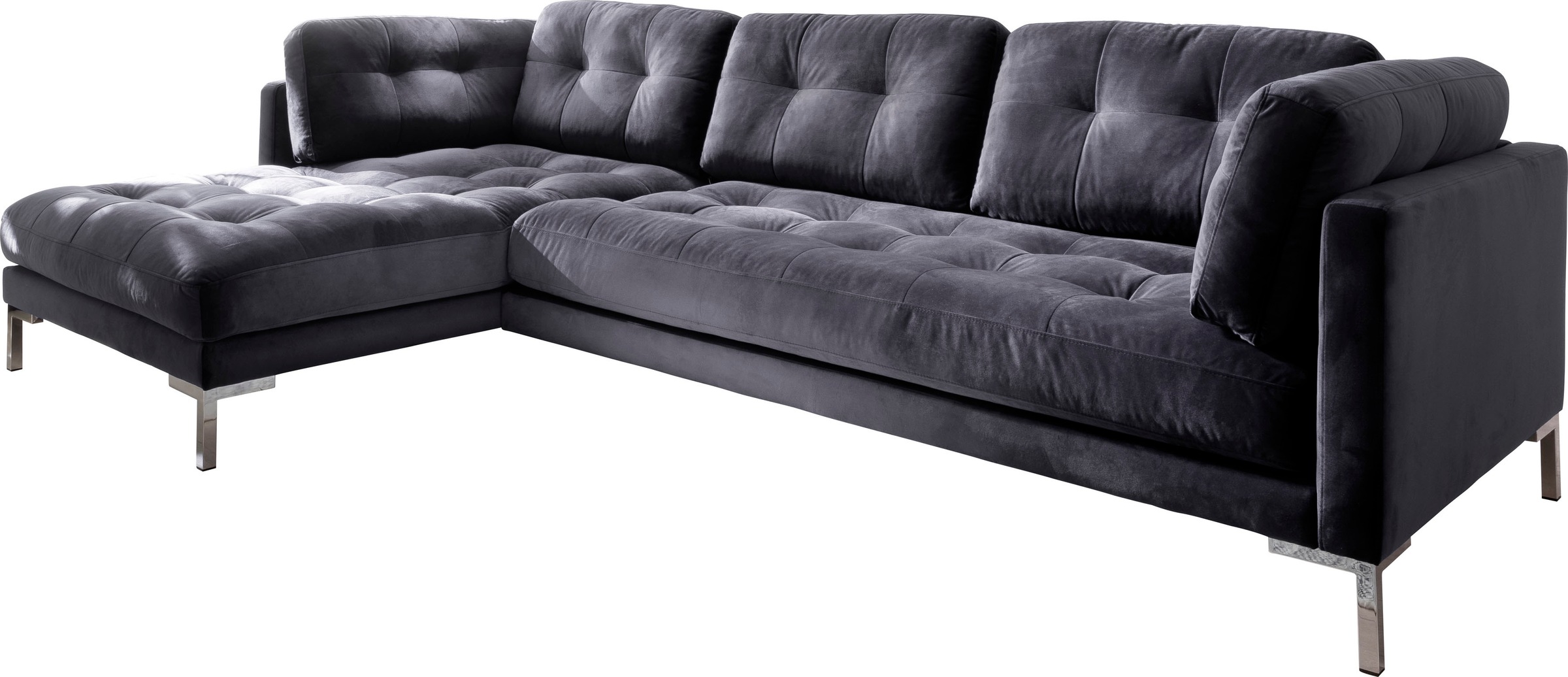 Trends by HG Ecksofa »Landau L-Form« in Cord-Stoff mit Metallfuß günstig online kaufen