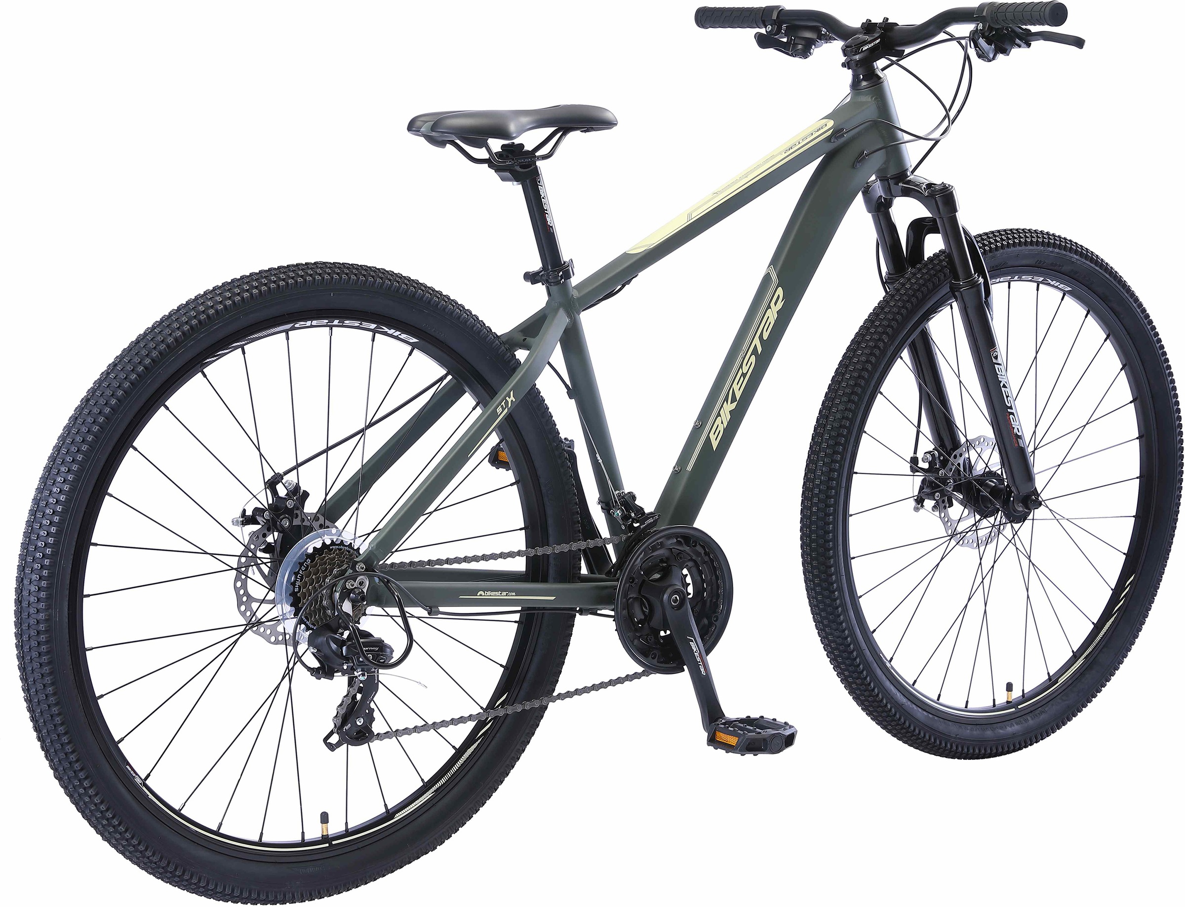 Bikestar Mountainbike, 21 Gang, Shimano, RD-TY300 Schaltwerk, Kettenschaltung, für Damen und Herren, Kettenschaltung
