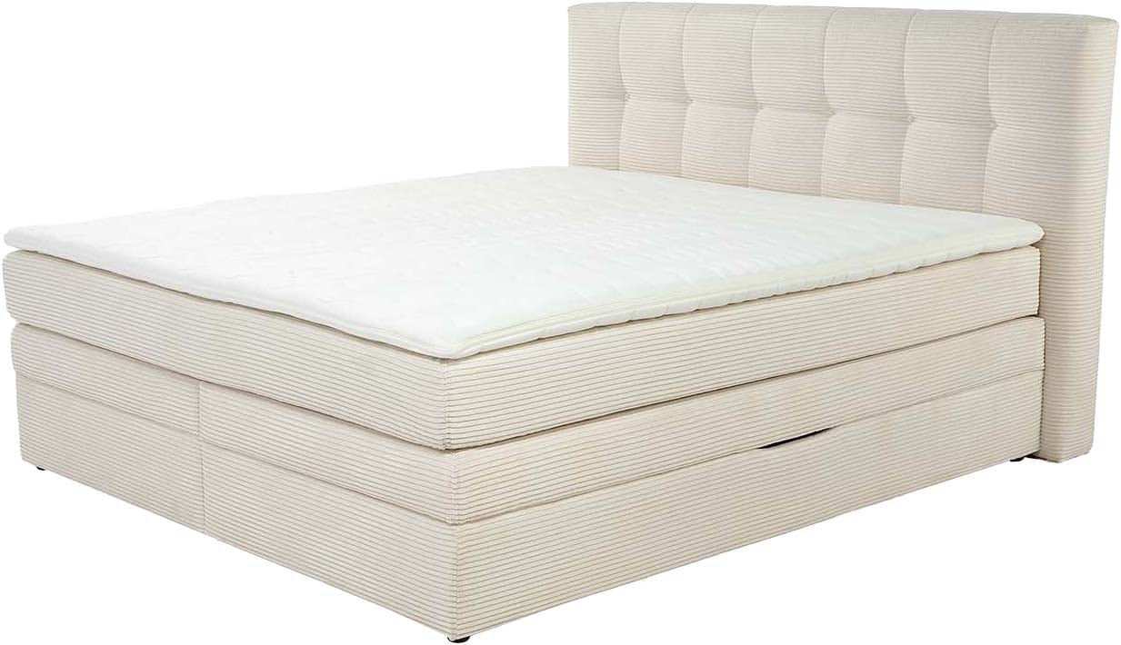 Jockenhöfer Gruppe Boxspringbett »AMY mit Bettkasten, inkl. Bonnell- oder Taschenfederkernmatratze H3-H4« mit 6 cm Kaltschaum-Topper, Cord-Bezug, 180x200 und 200x200 cm