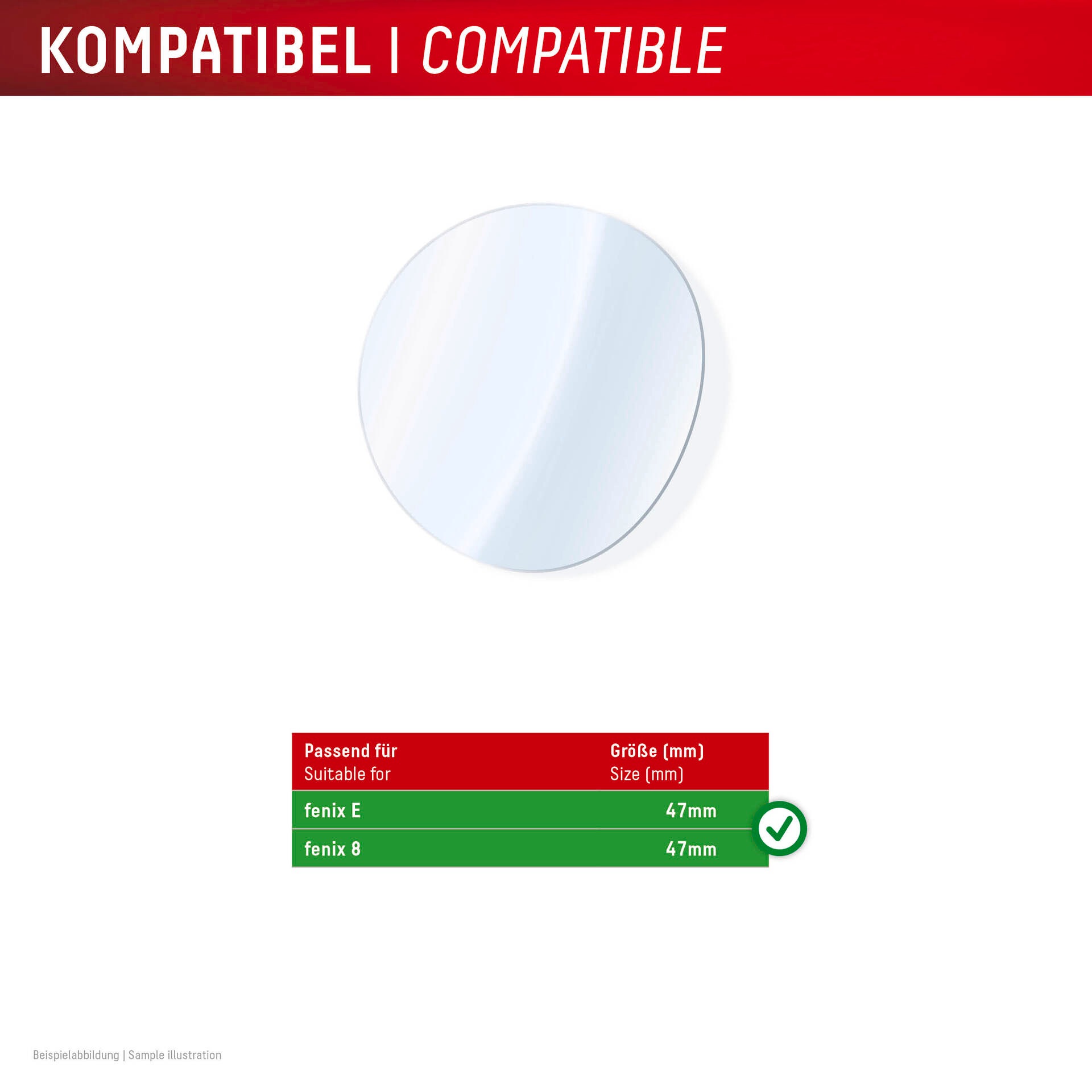 Displex Displayschutzglas »Smartwatch Glass Unbreakable Protector« für Garmin fenix E 47 mm;Garmin fenix 8 47 mm Packung, 2x Hybrid Glass,  Displayschutzfolie, Schutzfolie, Bildschirmschutz, kratz- & stoßfest