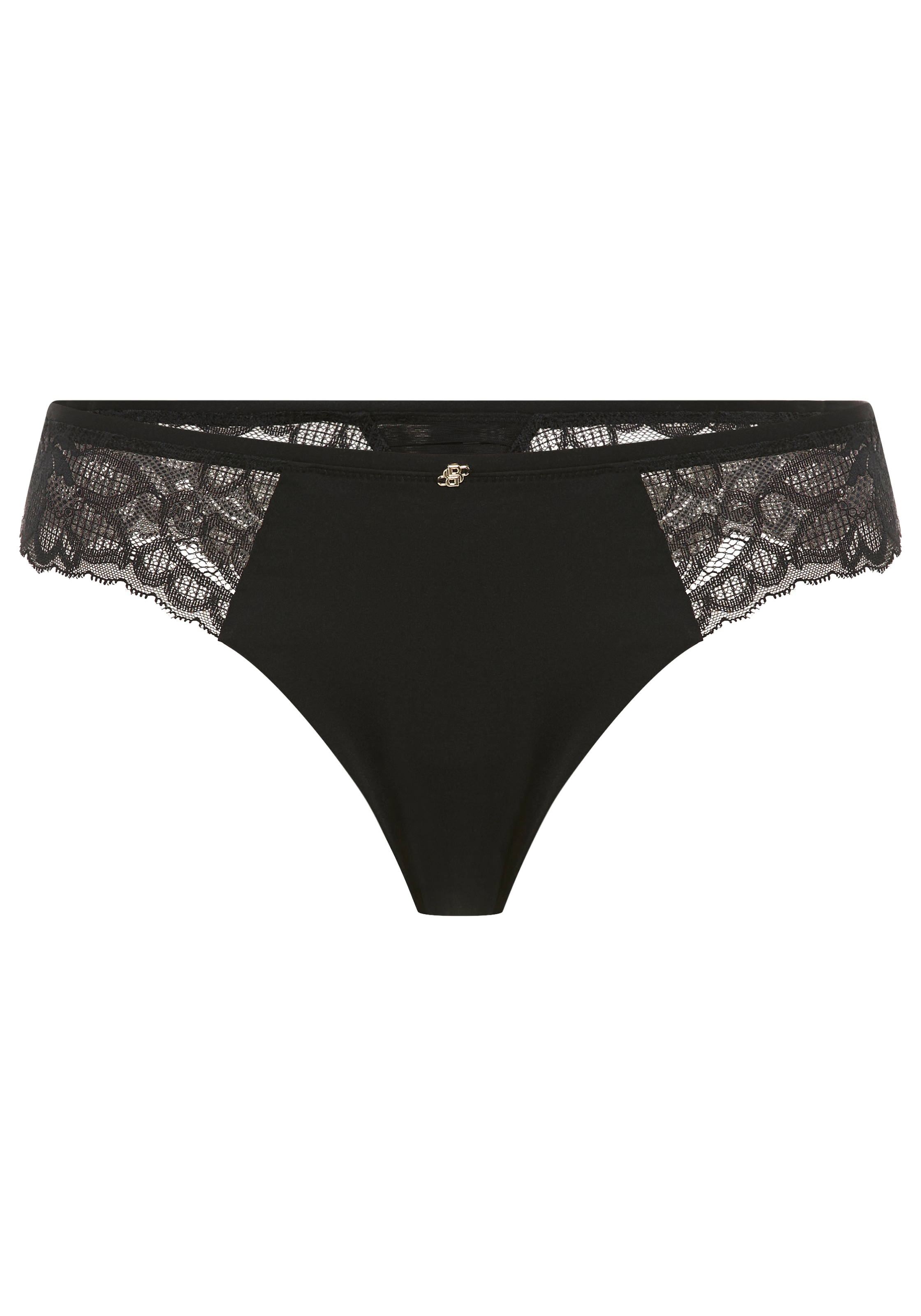 BOSS Tanga »BLOSSOM« aus Spitze mit plissiertem Mesh und goldenem Anhänger