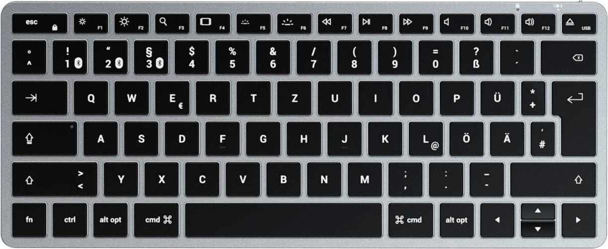Satechi Tastatur »Slim X1 Bluetooth Keyboard-DE (German)«, (Multimedia-Tasten-USB-Anschluss-iOS Sondertasten-Funktionstasten)