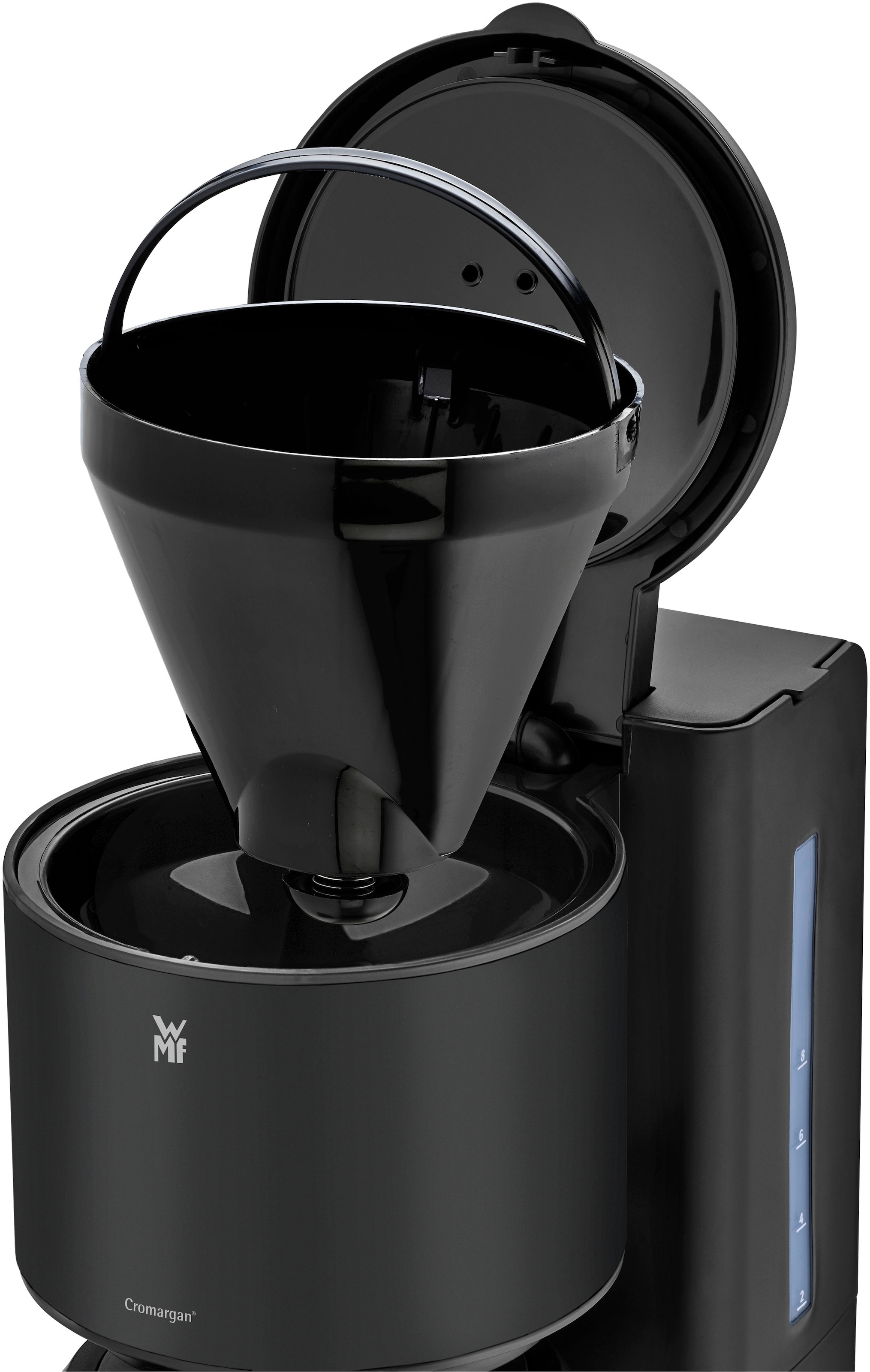 WMF Filterkaffeemaschine »Stelio Deep Black«, 1,25 l Kaffeekanne, Papierfilter, 1x4, 10 Tassen, Warmhaltefunktion, Abschaltautomatik, Cromargan, 1000 Watt