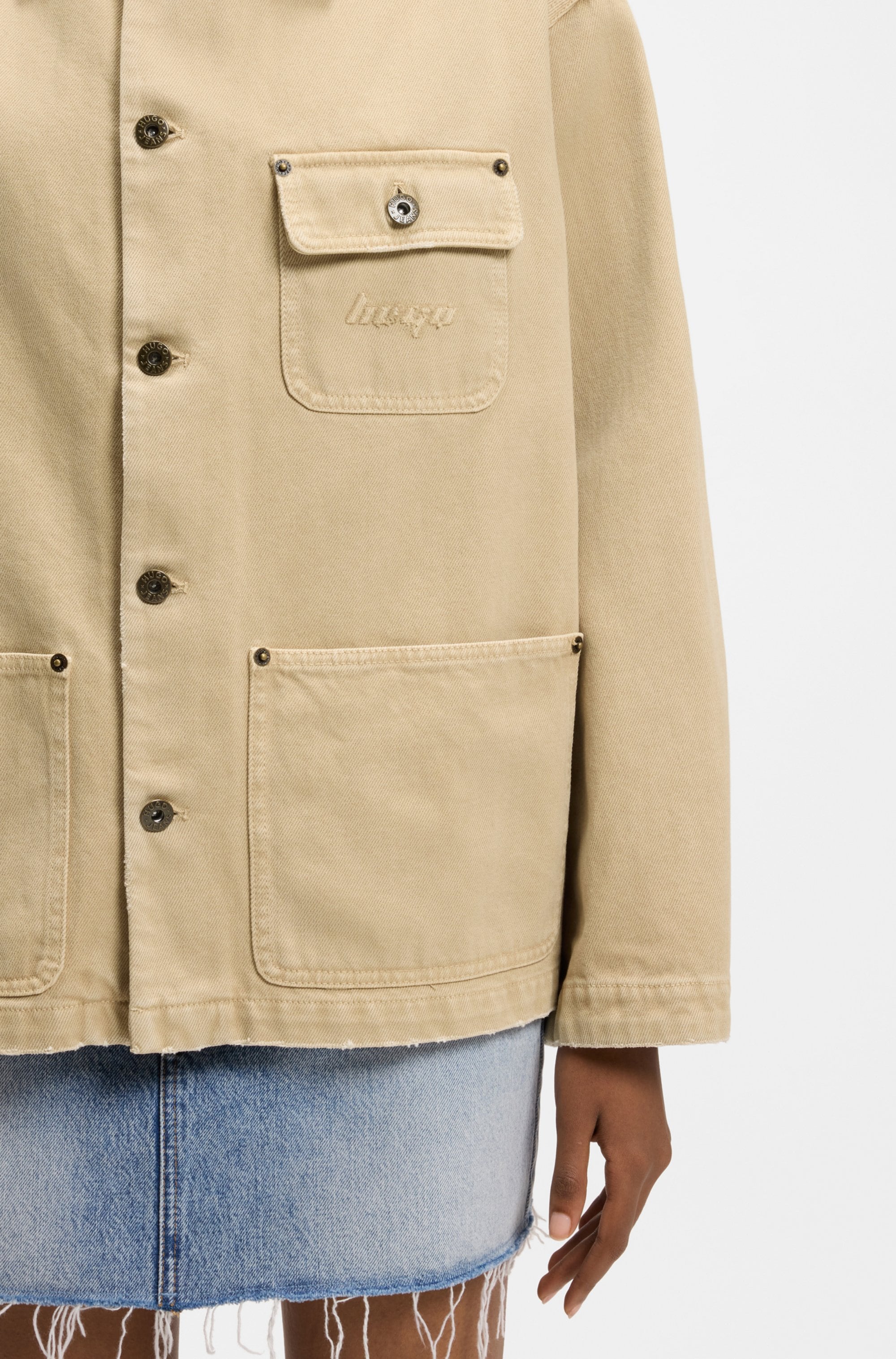 HUGO Hemdjacke »Flimane« mit Kontrastkragen, oversize