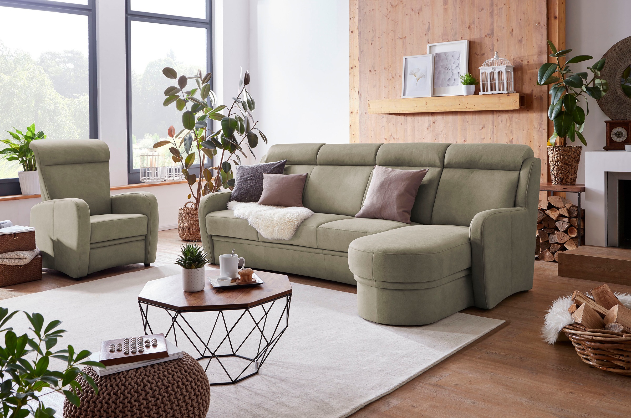 VILLA BECK Ecksofa Varese L-Form, 2 Teile, Kopfteilverstellung, wahlweise m günstig online kaufen