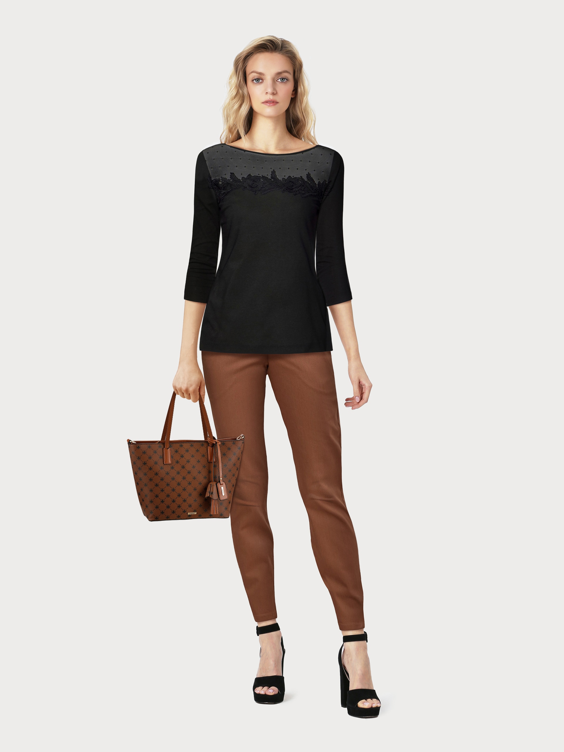 Laura Scott Rundhalsshirt 3/4-Ärmel,  figurbetonter Schnitt