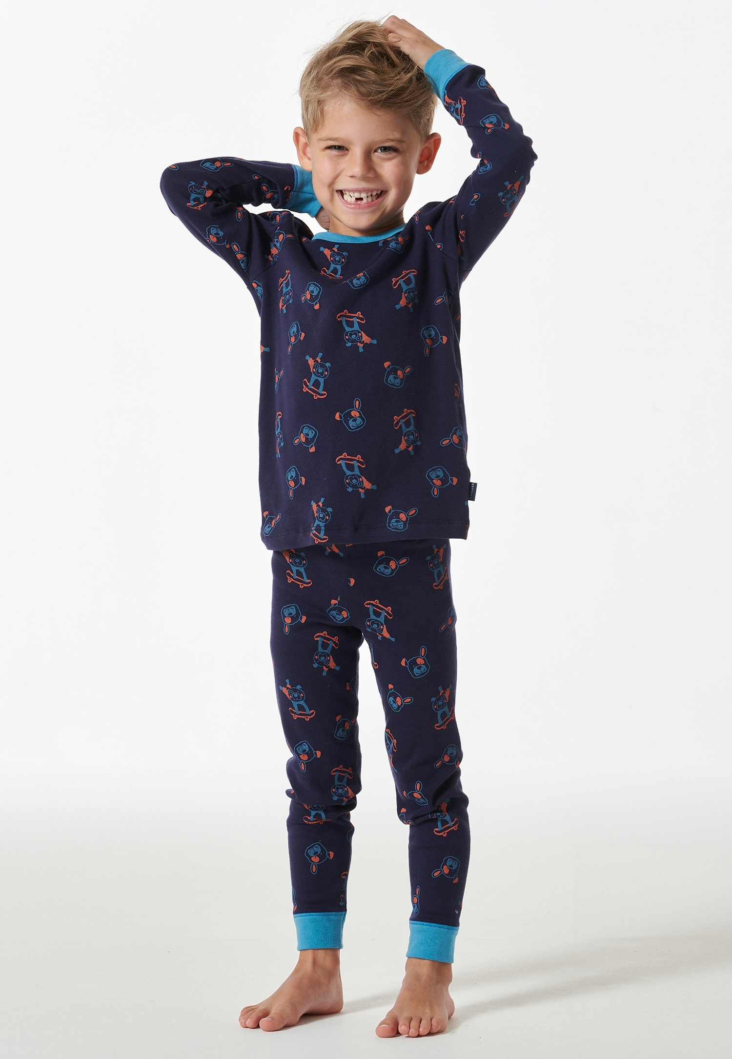 SCHIESSER Schlafanzug »Boys World« 2 Stk. tlg., mit Allover-Print dunkelblau 116 116 Jungen-Schlafanzug von Schiesser