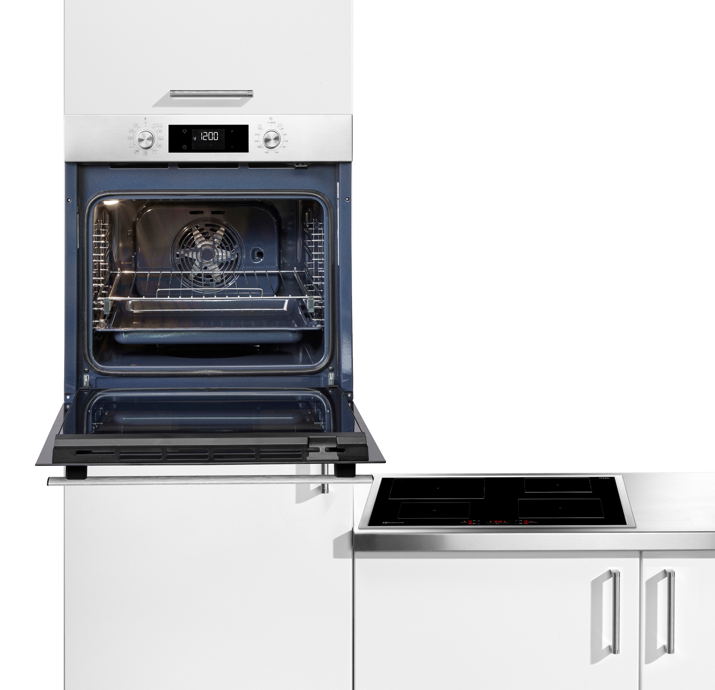 BAUKNECHT Backofen-Set »BAKO 740 IND IN« mit 1-fach-Teleskopauszug Set, 2 Stk. tlg. Hydrolyse - Reinigung mit der natürlichen Kraft des Dampfes bei 90 °C