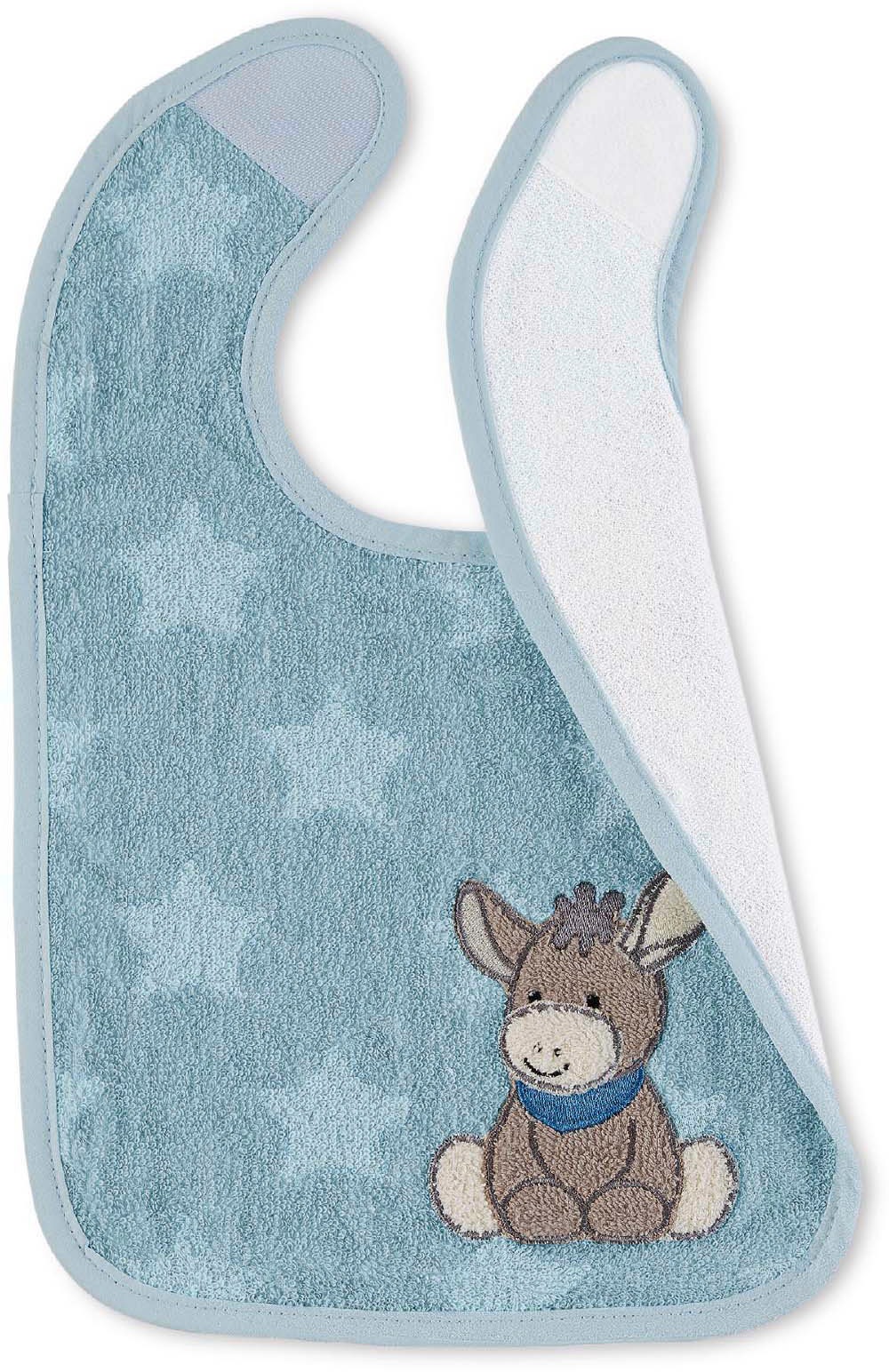 Sterntaler® Lätzchen »Klettlätzchen Plastik, Emmi, mittelblau«