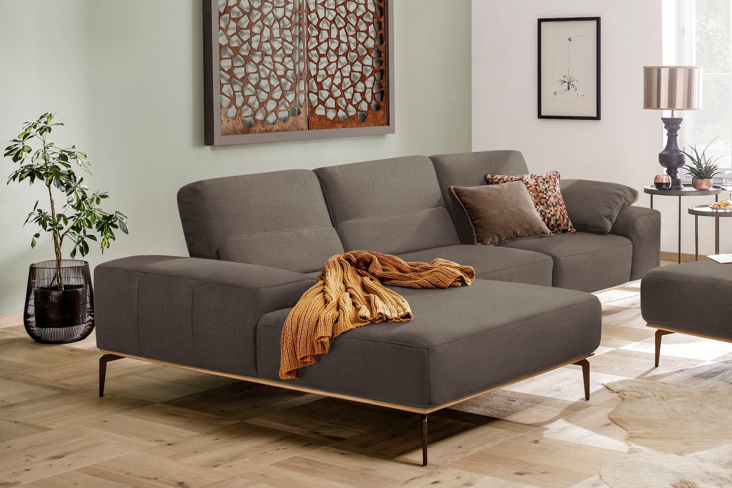 W.SCHILLIG Ecksofa "run", mit Holzsockel, Füße in Bronze pulverbeschichtet, günstig online kaufen