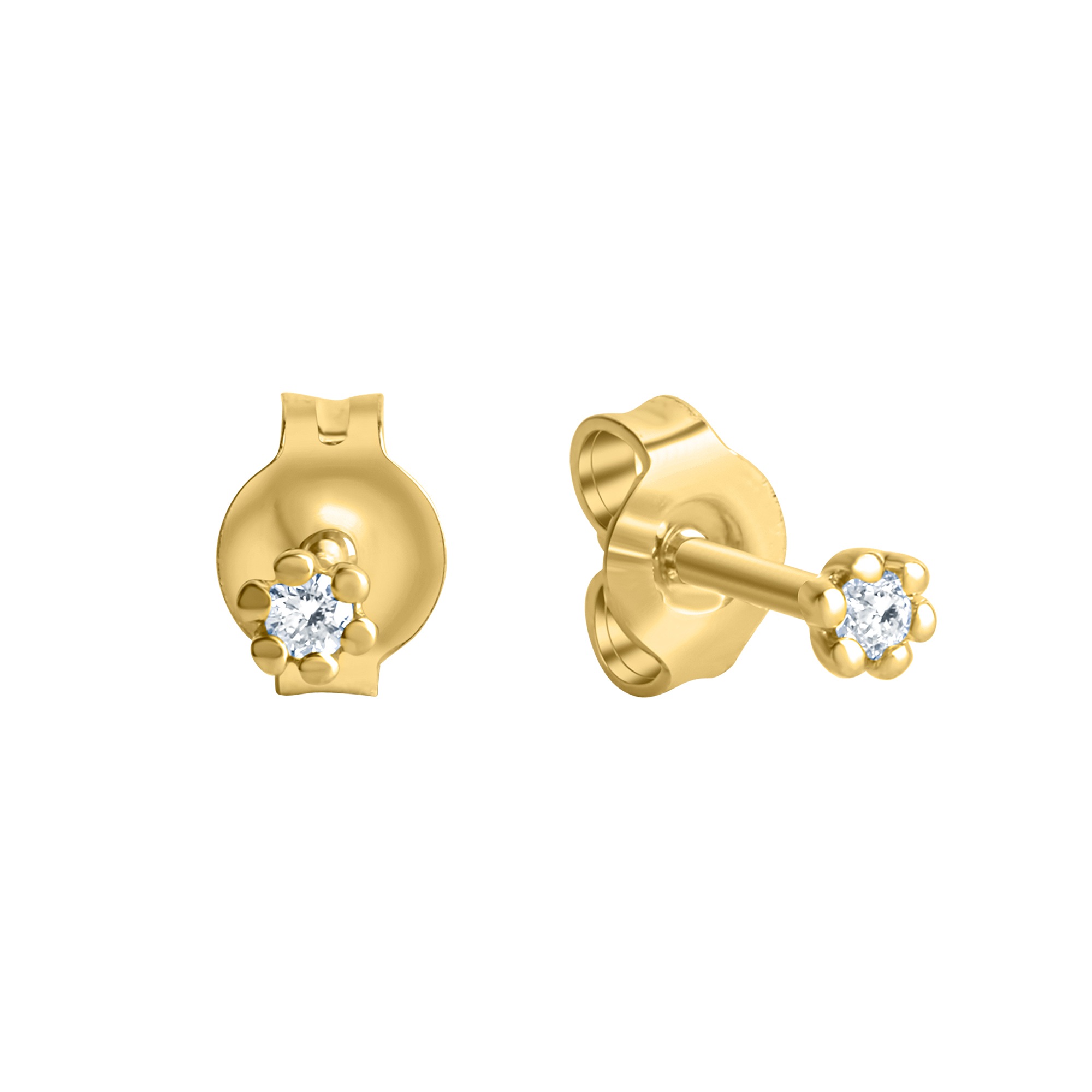 Paar Ohrstecker „585 Gold 2x Brillant 0,05ct.“ gelb + weiß 0,05 ct SI = kleine Einschlüsse ONE-SIZE – 0,05 ct SI = kleine Einschlüsse
