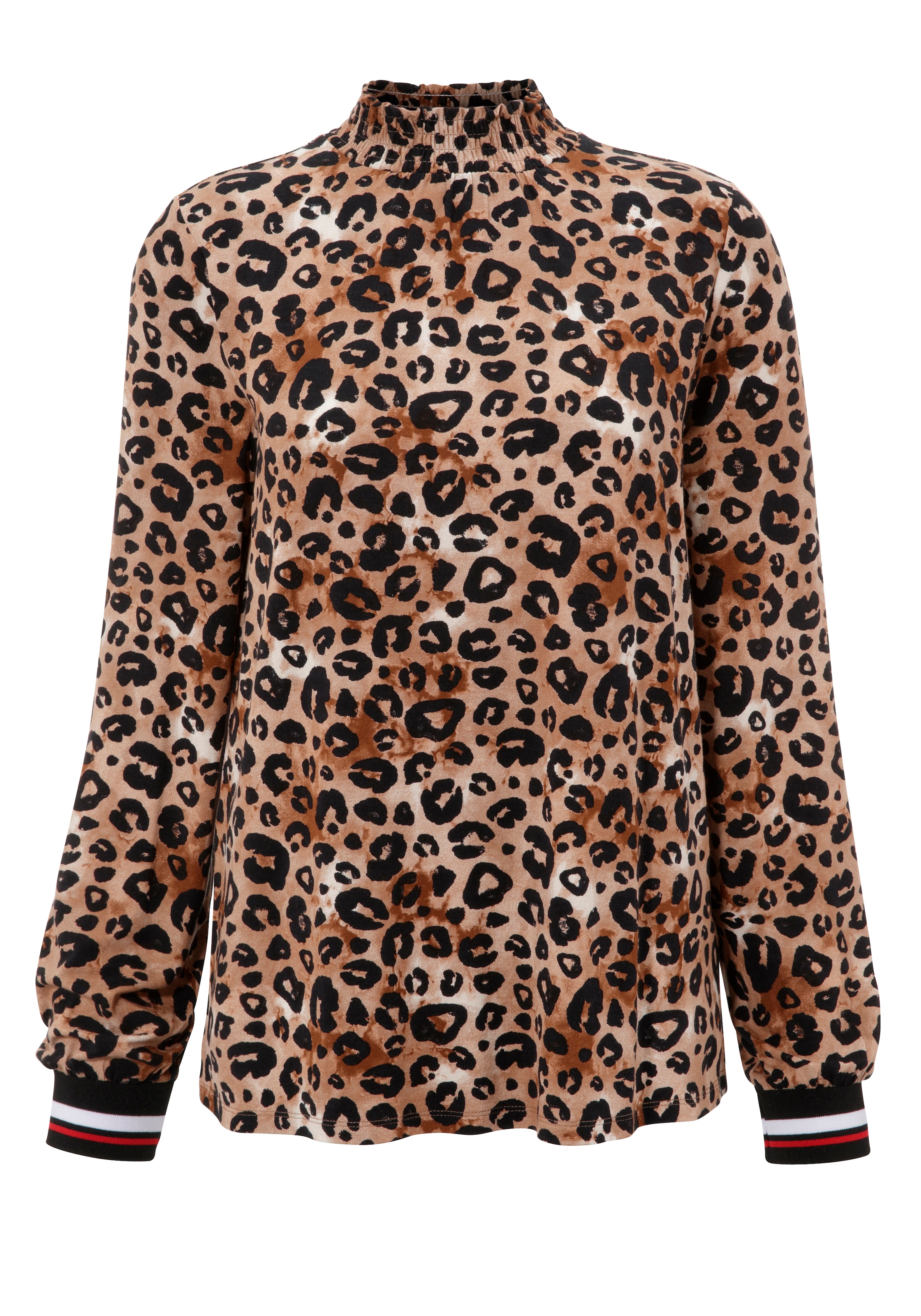 Aniston CASUAL Langarmshirt, mit trendigem Animal-Print und gestreiften Bündchen