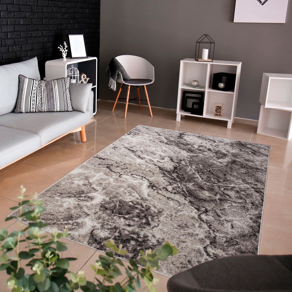 my home Teppich »Saniel«, rechteckig, 9 mm Höhe, mit besonders weichem Flor, Kurzflor, Marmor-Optik, Wohnzimmer