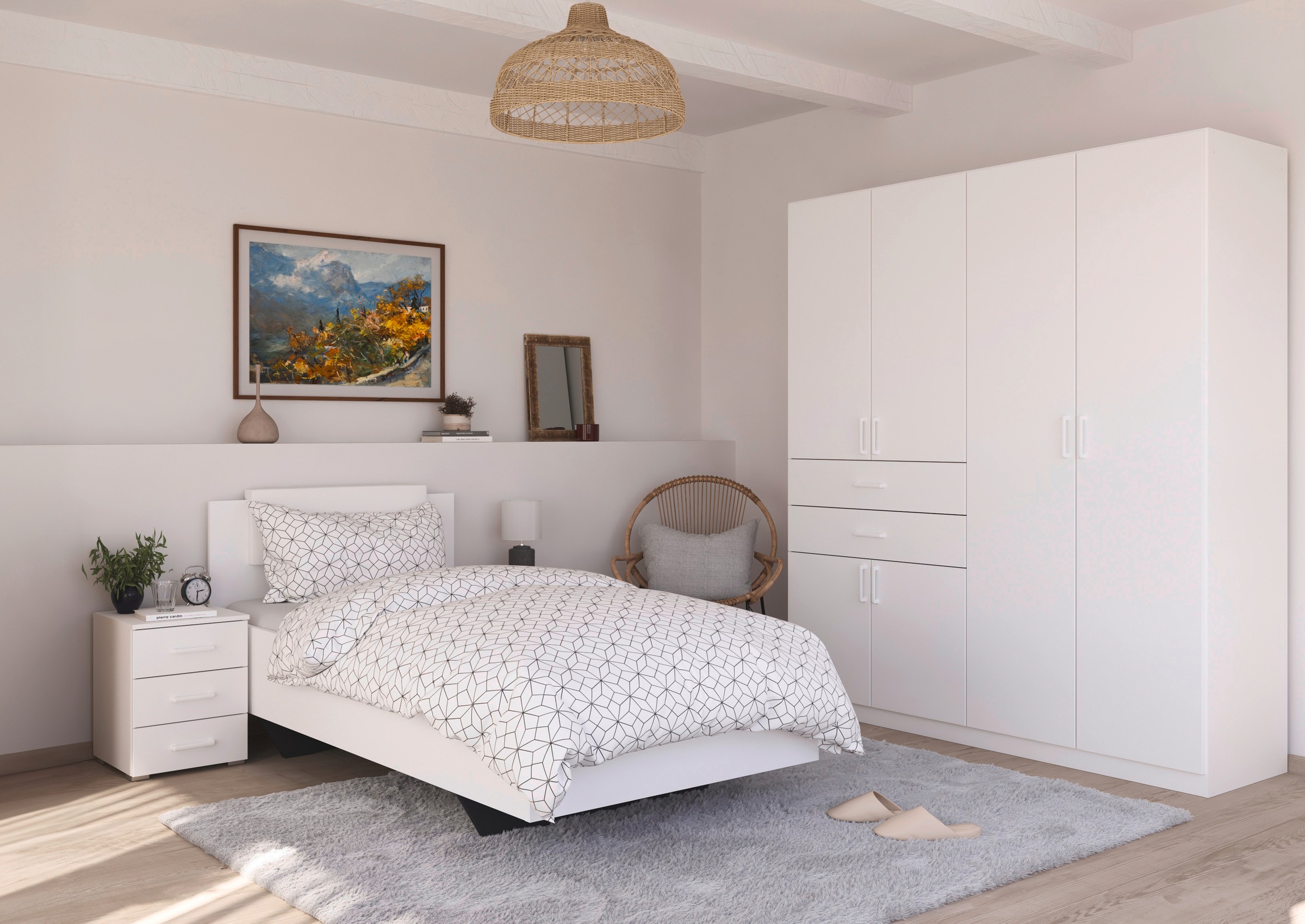 rauch Drehtürenschrank »Kleiderschrank Schrank Garderobe MAIKA mit Dekor-Front«, 2 Schubladen, in verschiedenen Breiten, Höhen, Farben, MADE IN GERMANY