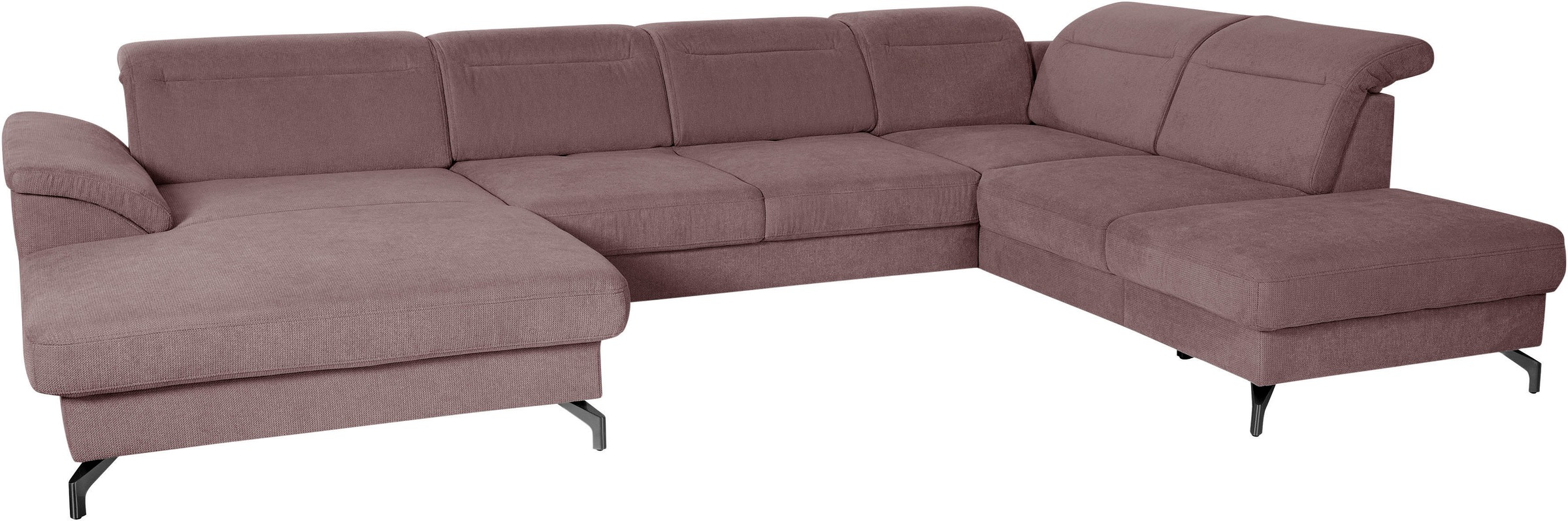 sit&more Wohnlandschaft »Percy U-Form«, 12 cm Fußhöhe, Sitztiefenverstellung, wahlweise in 2 Fußfarben