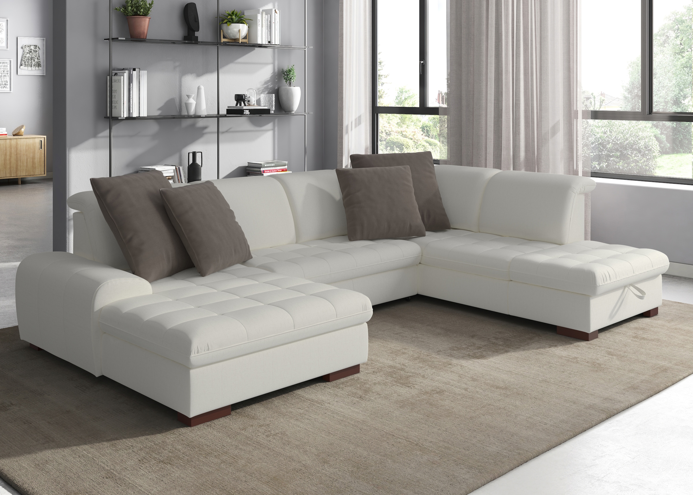 sit&more Wohnlandschaft »Luxor U-Form«, wahlweise mit Bettfunktion, Bettkas günstig online kaufen