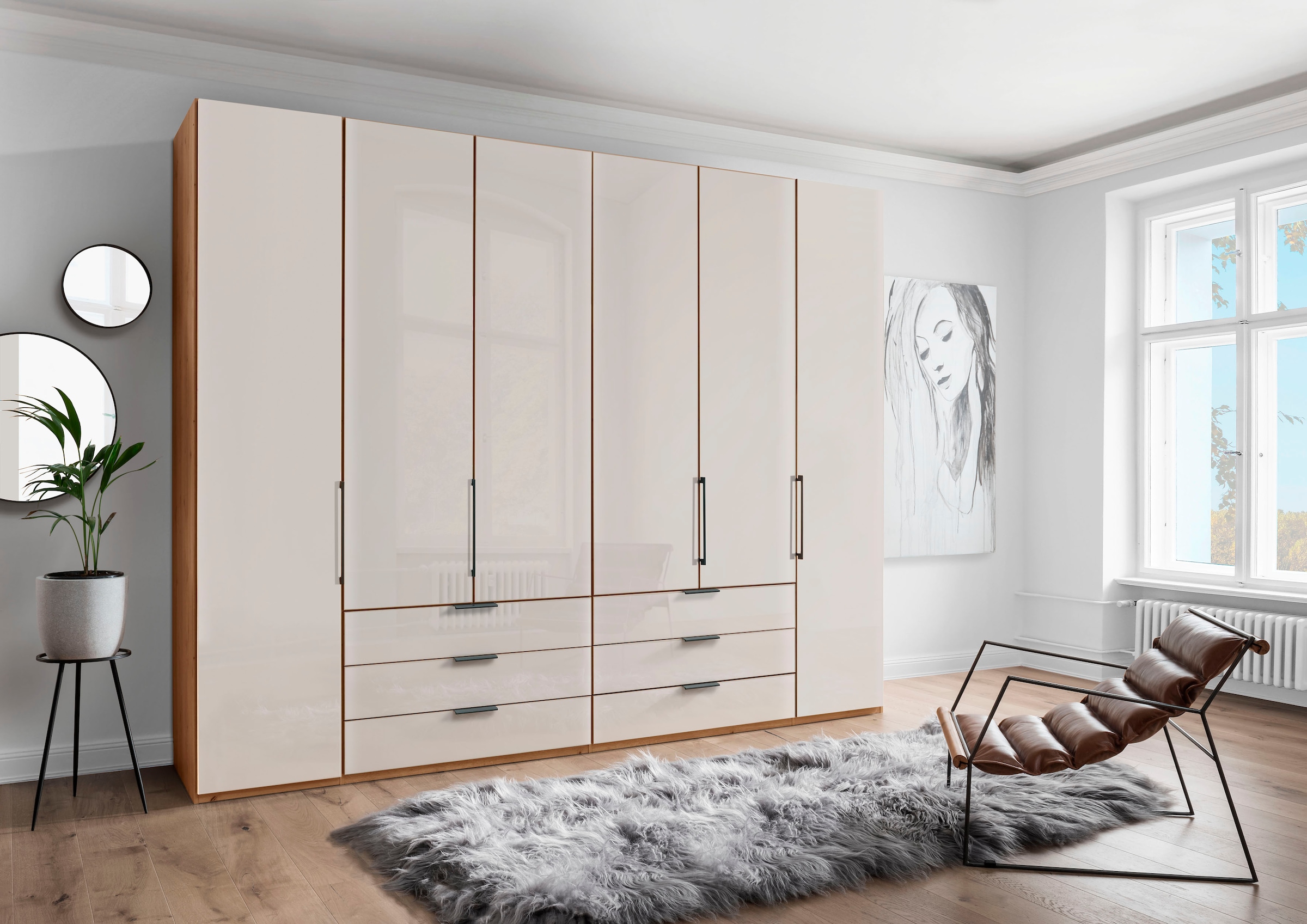 WIEMANN Falttürenschrank »Monaco mit hochwertige Beschläge inkl. Schubladendämpfung«, unempfindlichen Glasfront, Made in Germany