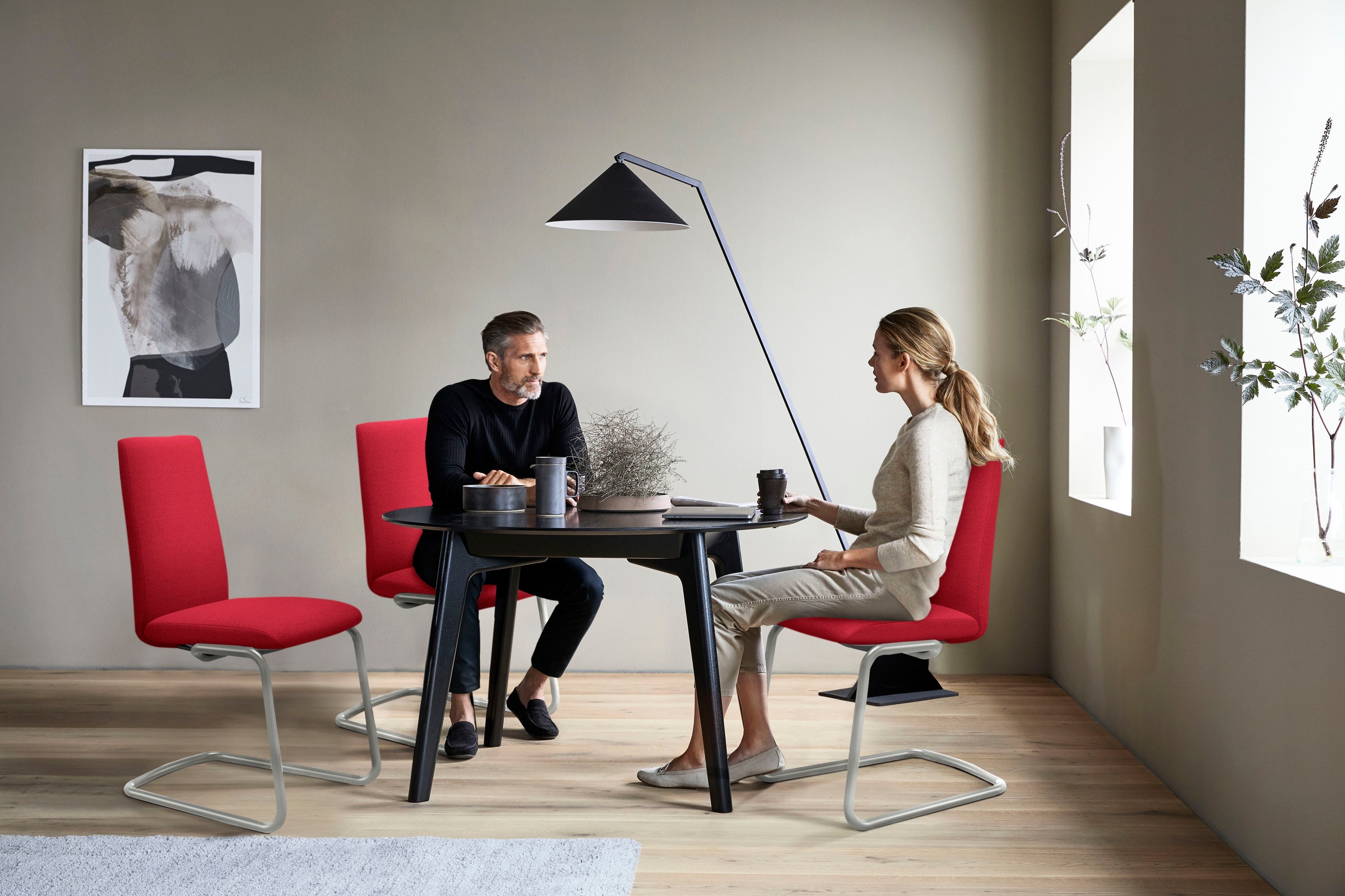 Stressless® Polsterstuhl »Laurel«, ROHLEDER Stoff Q2 FARON, Low Back, Größe L, mit Beinen aus Stahl in Chrom glänzend