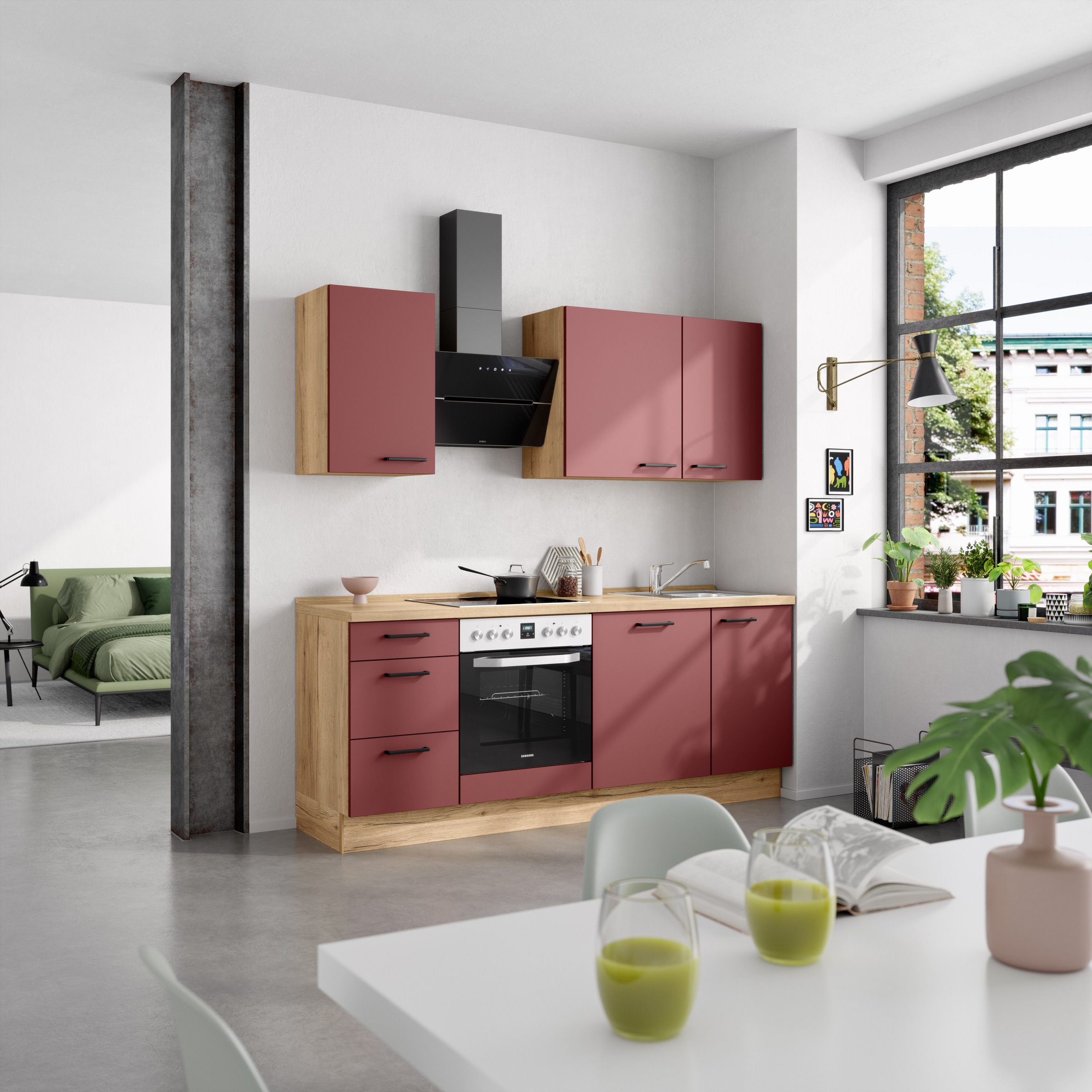 nobilia® Küchenzeile »"Easytouch II"«, vormontiert, Ausrichtung wählbar, Breite 210 cm, wahlw. mit E-Geräten