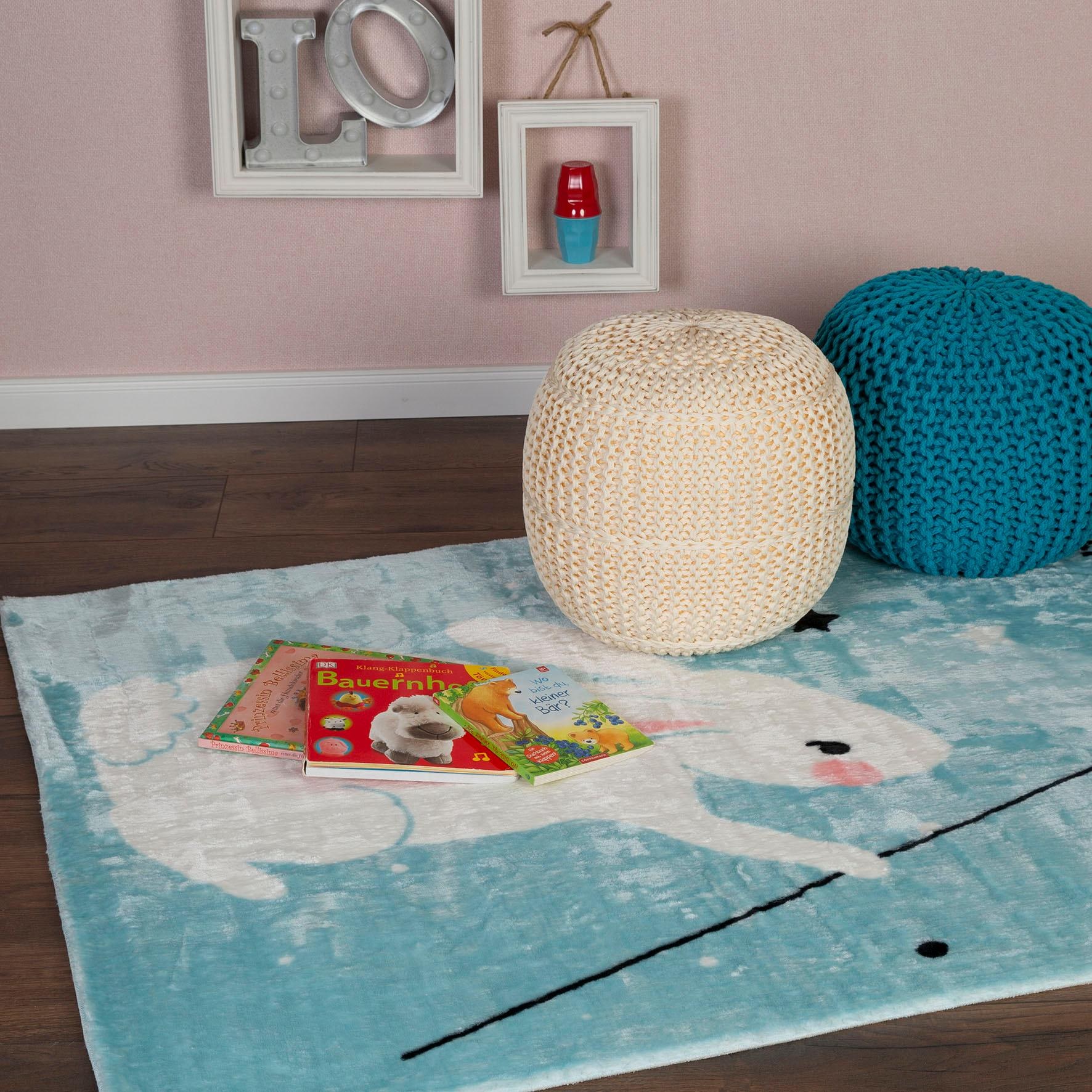 Obsession Kinderteppich »My Lollipop 181«, rechteckig, 17 mm Höhe, mit Hasen Motiv, sehr weicher Flor, Kinderzimmer