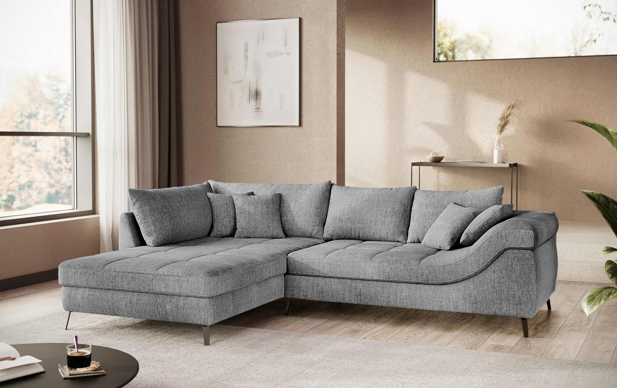 Mr. Couch Ecksofa »Portofino L-Form«, 4 Bezugsqualitäten, 13,5 cm hohe Meta günstig online kaufen