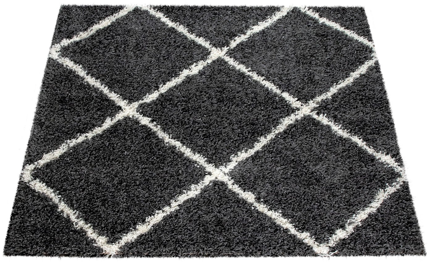 Paco Home Hochflor-Teppich »Kalmar 441«, rechteckig, 40 mm Höhe, Scandi Design, Rauten Muster, weich & kuschelig