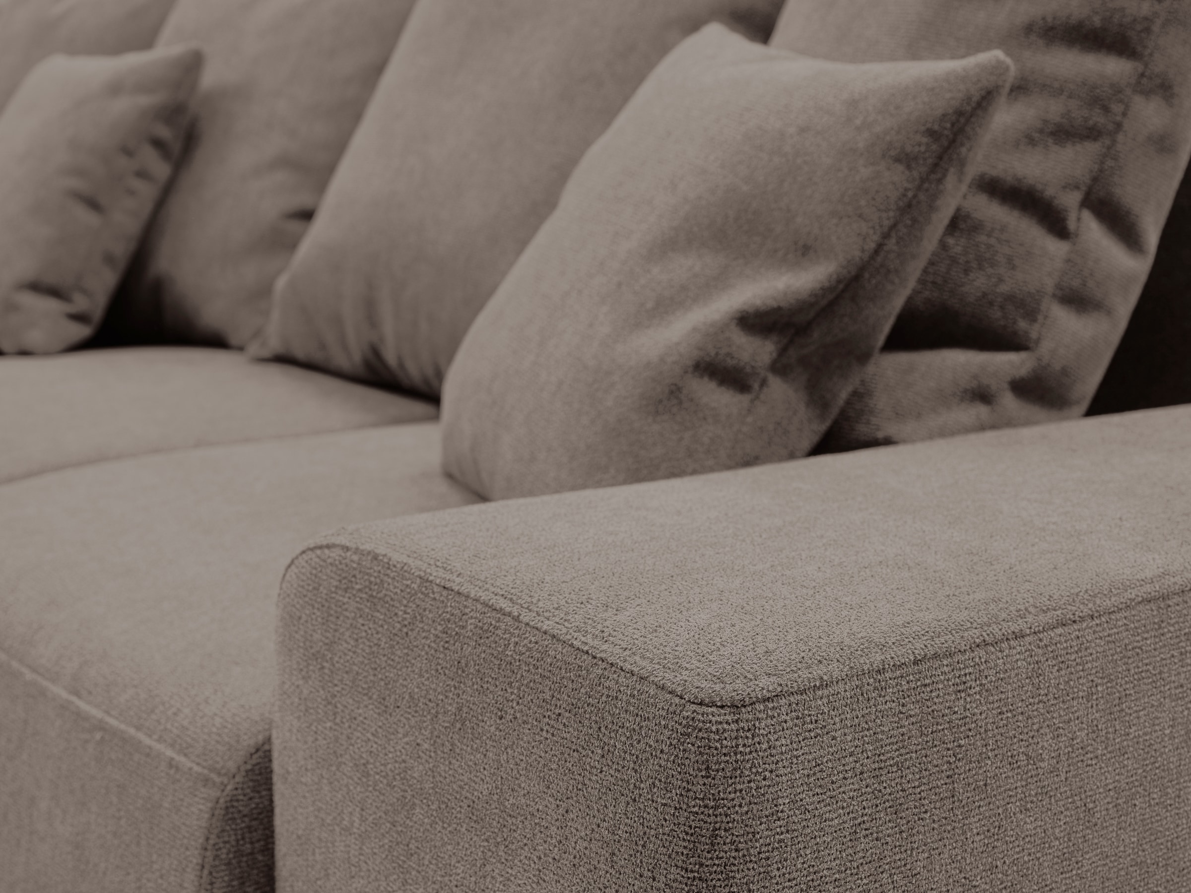 WERK2 Ecksofa »Riwa, modernes Sofa zum Kuscheln und Entspannen, Breite 300cm, L-Form«, Trendiges Ecksofa mit vielen Kissen, Schlaffunktion & Bettkasten