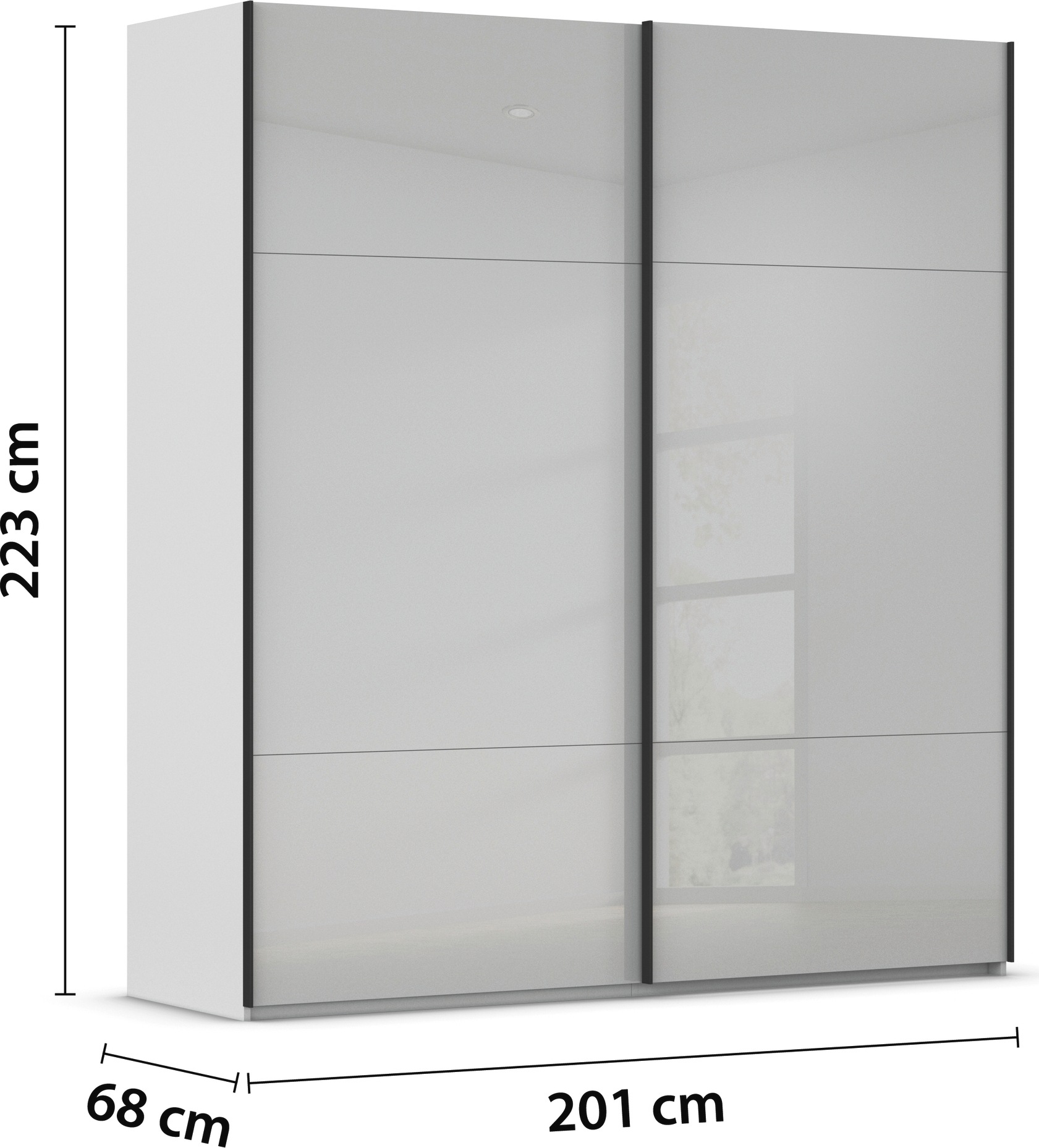 rauch Schwebetürenschrank »Kleiderschrank Schrank Garderobe Schlafzimmerschrank CONTIDO«, (in 3 verschiedenen Ausstattungen BASIC/CLASSIC/PREMIUM), aus hochwertigem Material in 6 Breiten 2 Griff-Farben MADE IN GERMANY