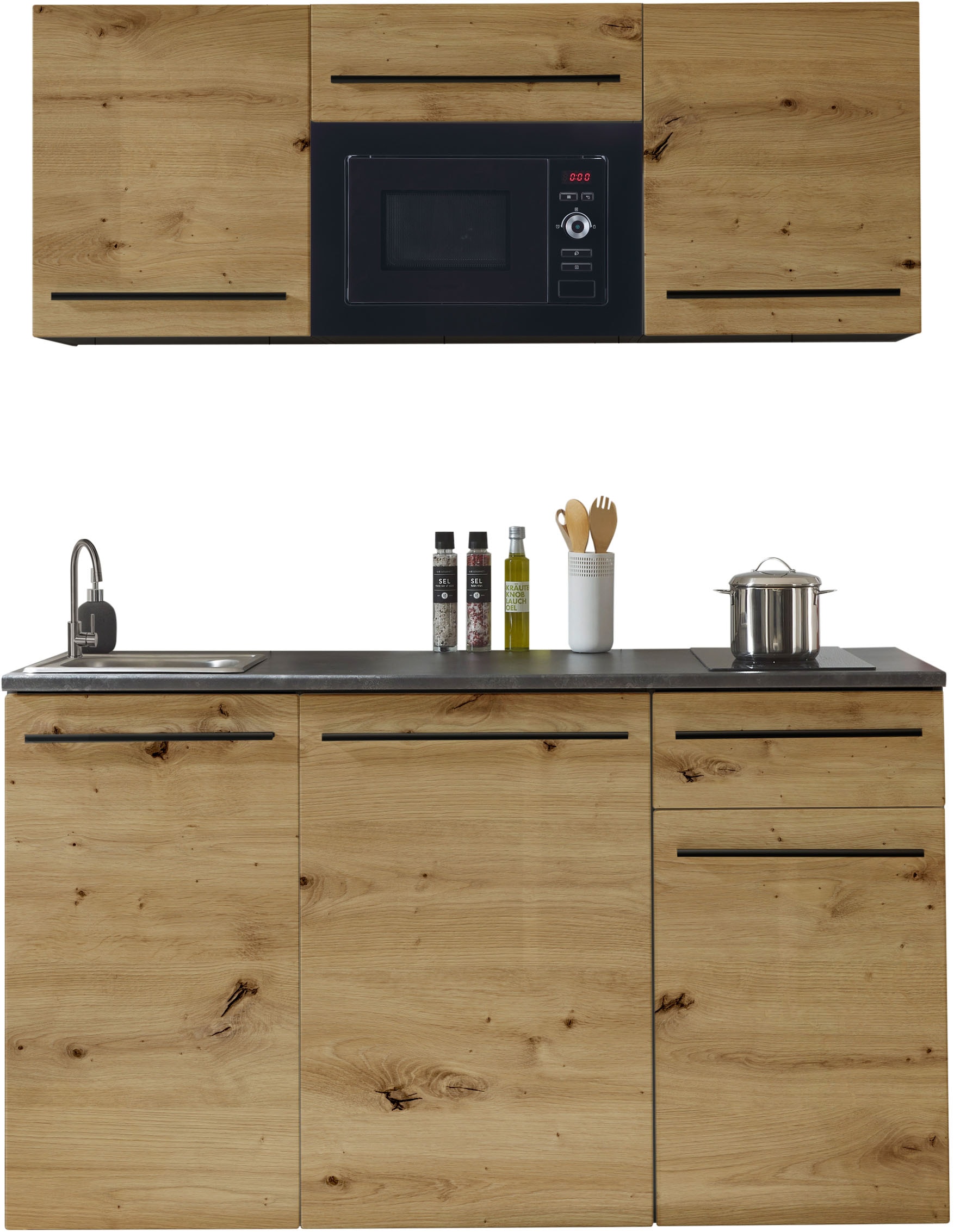 BASIC by Balculina Küchenzeile »Jazz Singleküche«, Breite 160 cm, mit und ohne Geräte lieferbar