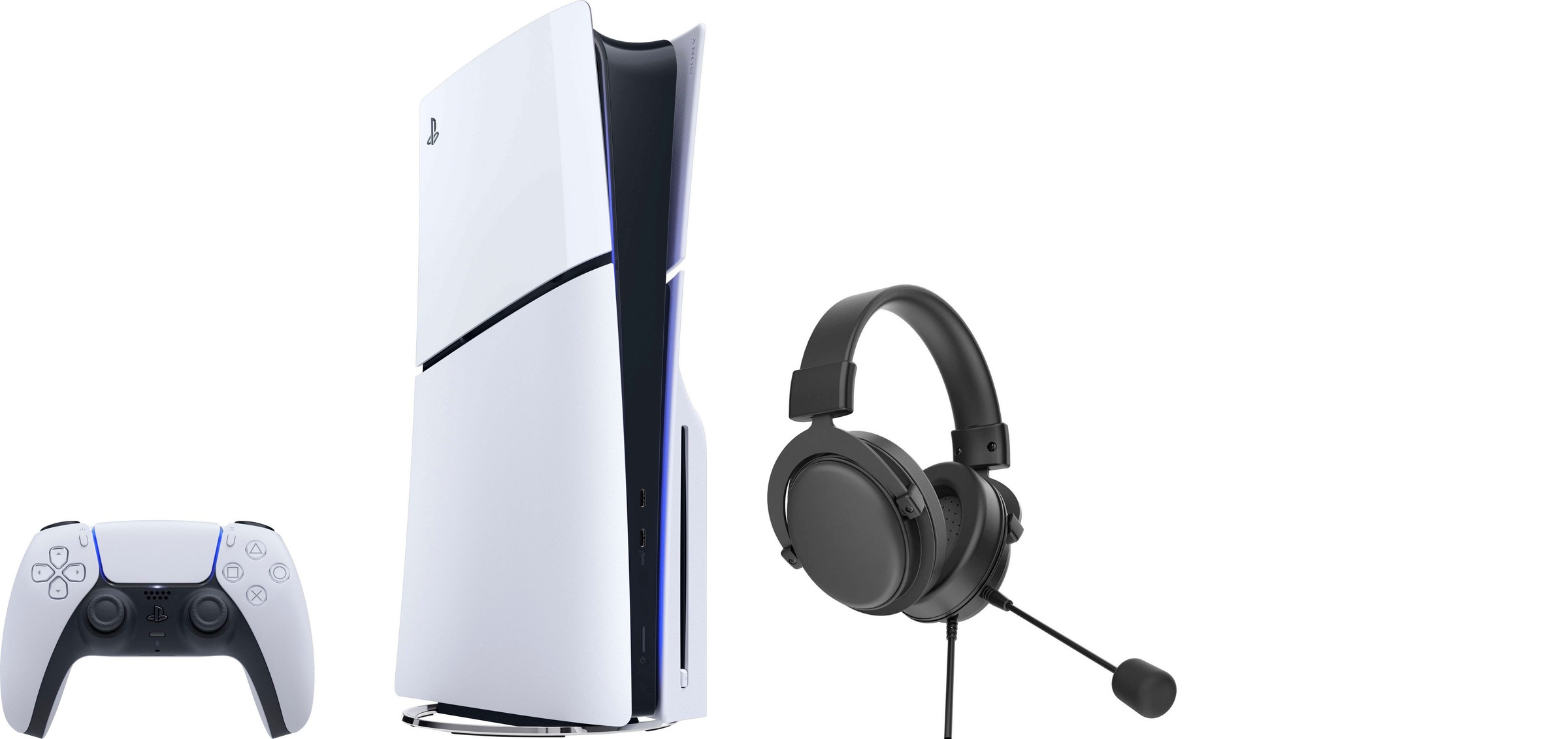 SONY Konsolen-Set »Playstation 5 Disk Edition (Slim) + Hanseatic Gaming-Headset« 1.000 GB weiß/schwarz Die PS5-Konsole ist über HDMI 2.1 mit...