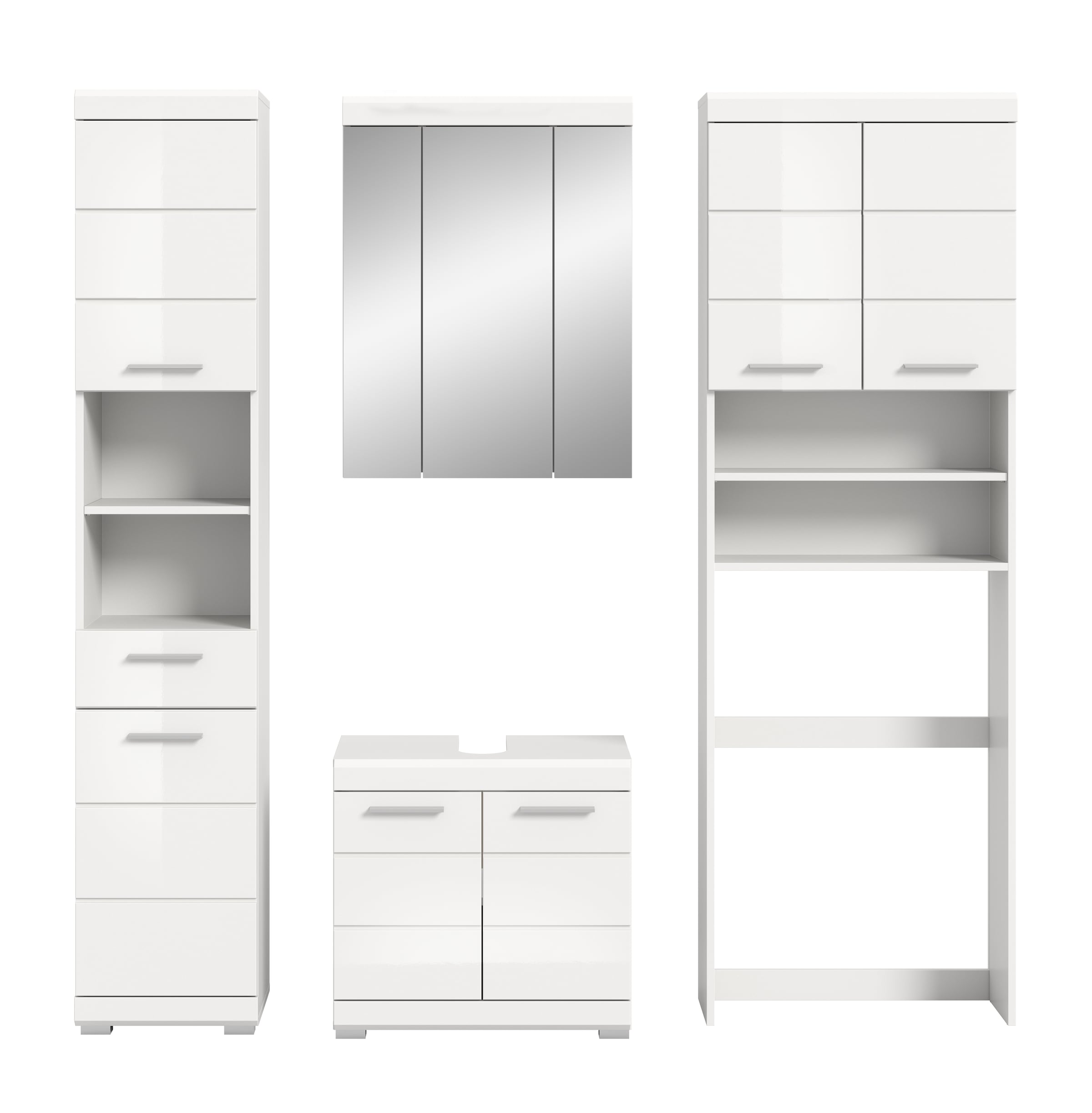 INOSIGN Badmöbel-Set »Siena, 4 teilig, bestehend aus:«, (Set), Hochschrank, WBU, Spiegelschrank, Waschmaschinenumbauschrank